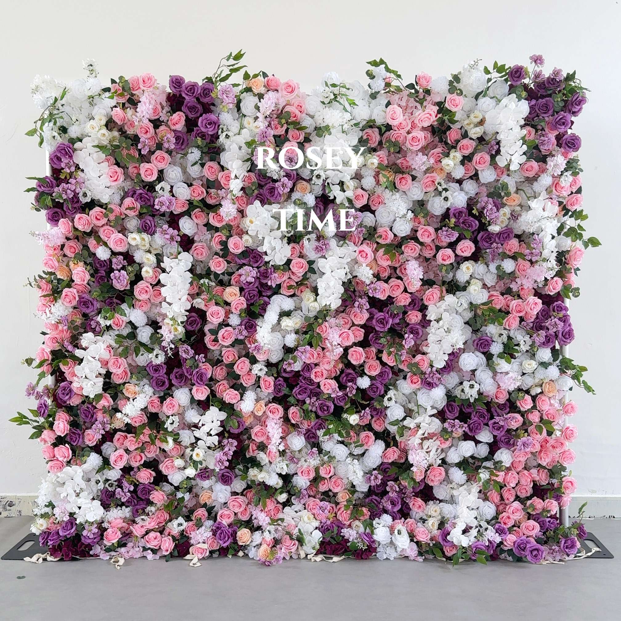 Roseytime 5D Purple&Pink Flower Wall Roll Up Fabric Back #RTW296