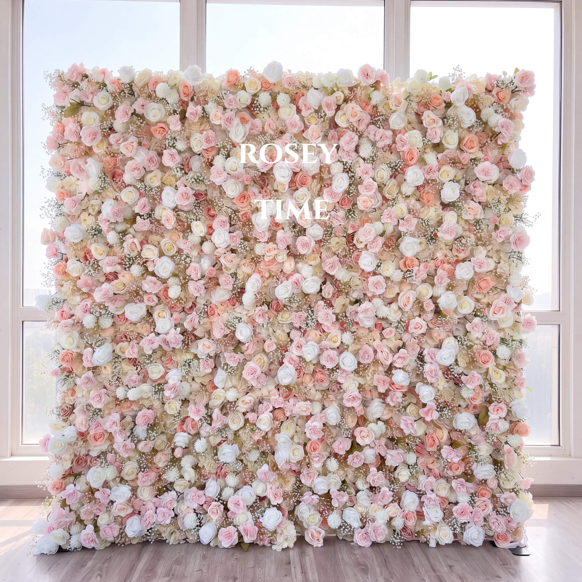 New Sale: 5D Pink Flower Wall Backdrop Rolling Up Fabric Back #RTW297