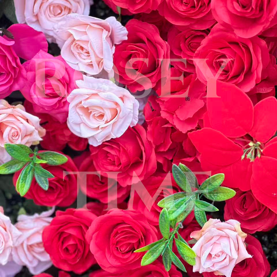 Roseytime 5D Pink Red Flower Wall Roll Up Fabric Back #RTW363