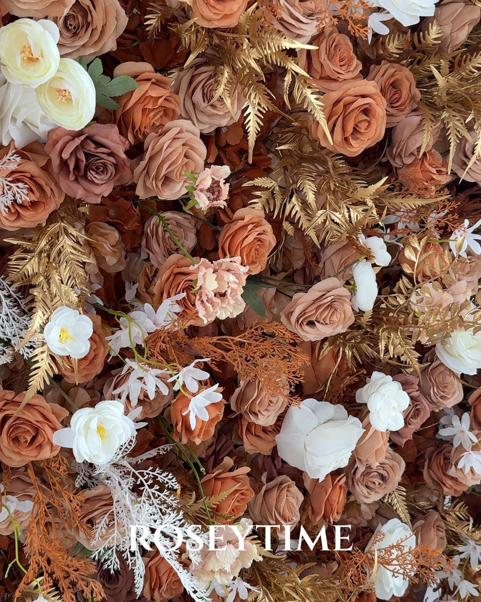 Roseytime 5D Brown Flower Wall Roll Up Fabric Back #RTW365