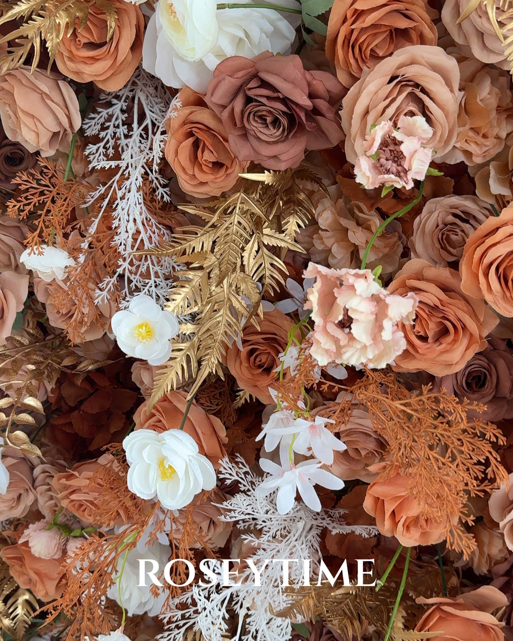 Roseytime 5D Brown Flower Wall Roll Up Fabric Back #RTW365