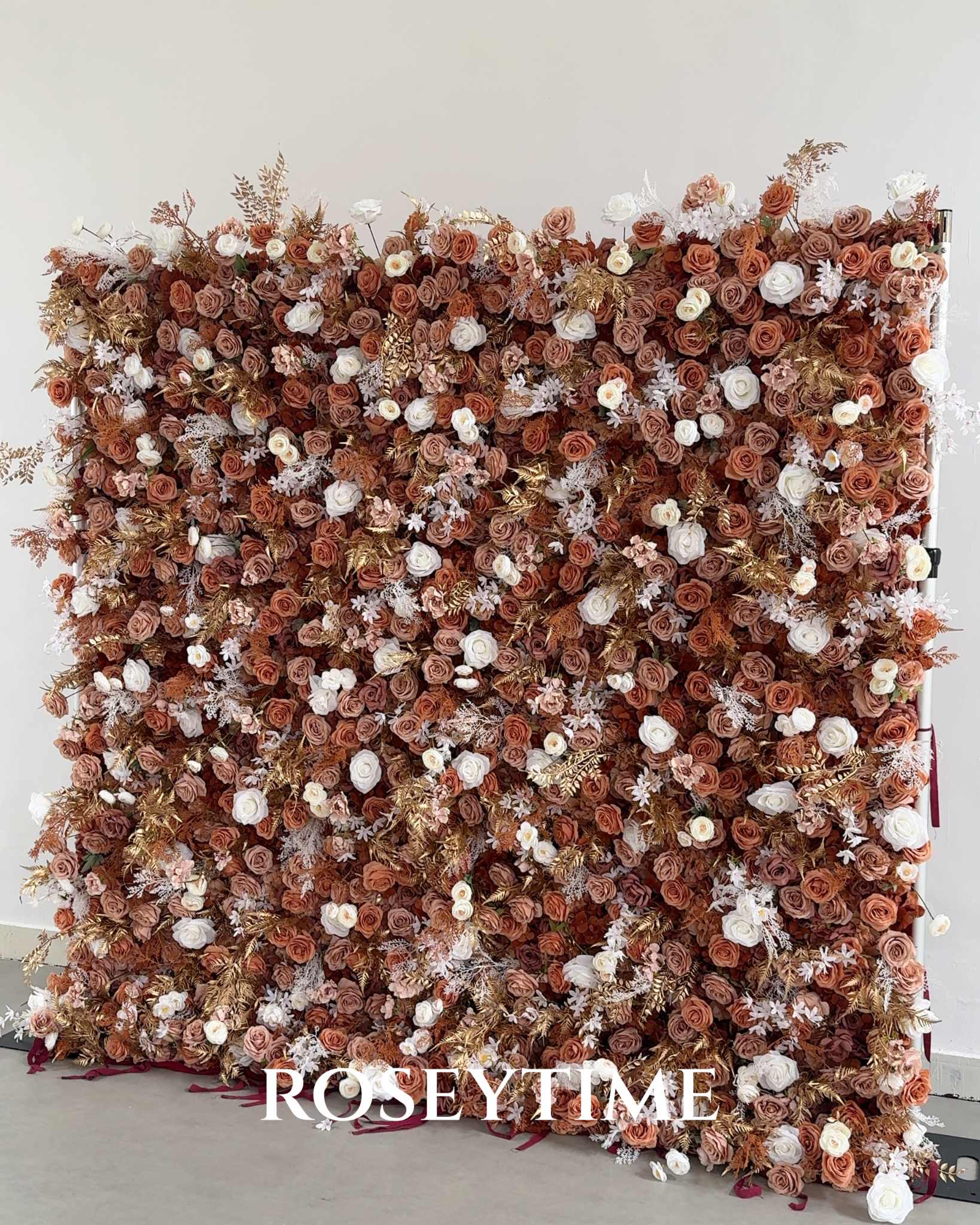 Roseytime 5D Brown Flower Wall Roll Up Fabric Back #RTW365