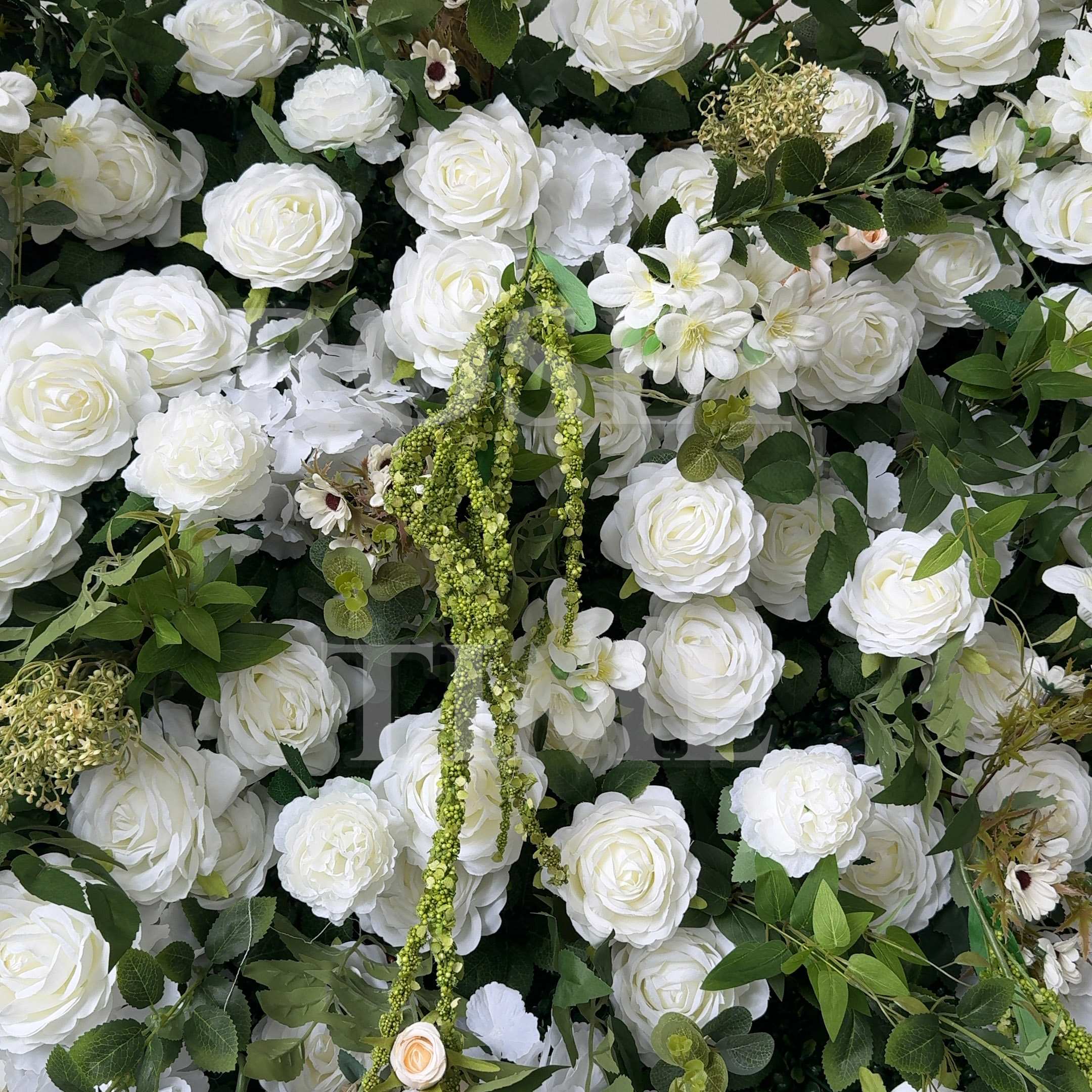 Roseytime 5D White&Green Flower Wall Roll Up Fabric Back #RTW373