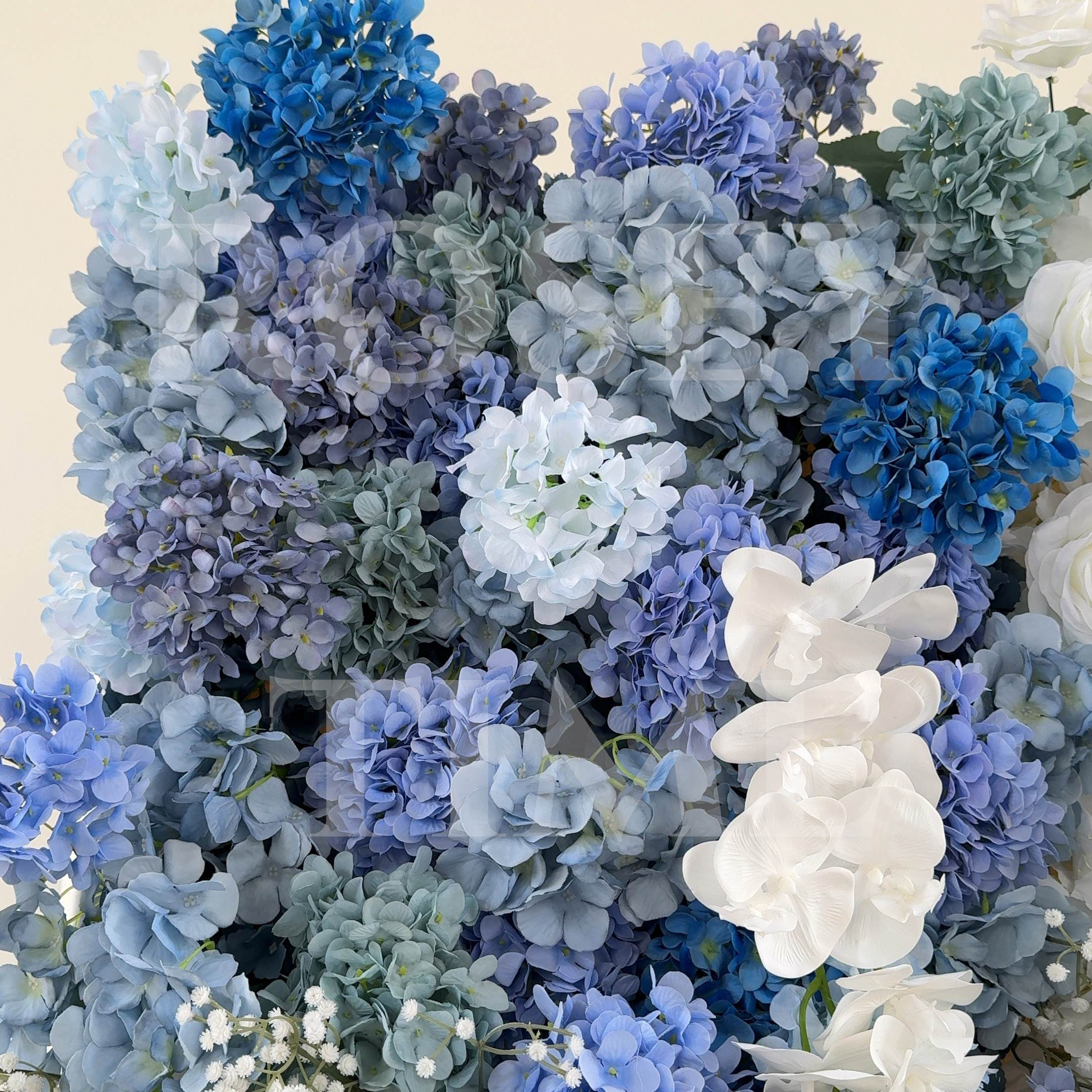 Roseytime 5D Ocean Mist Flower Wall Roll Up Fabric Back #RTW385