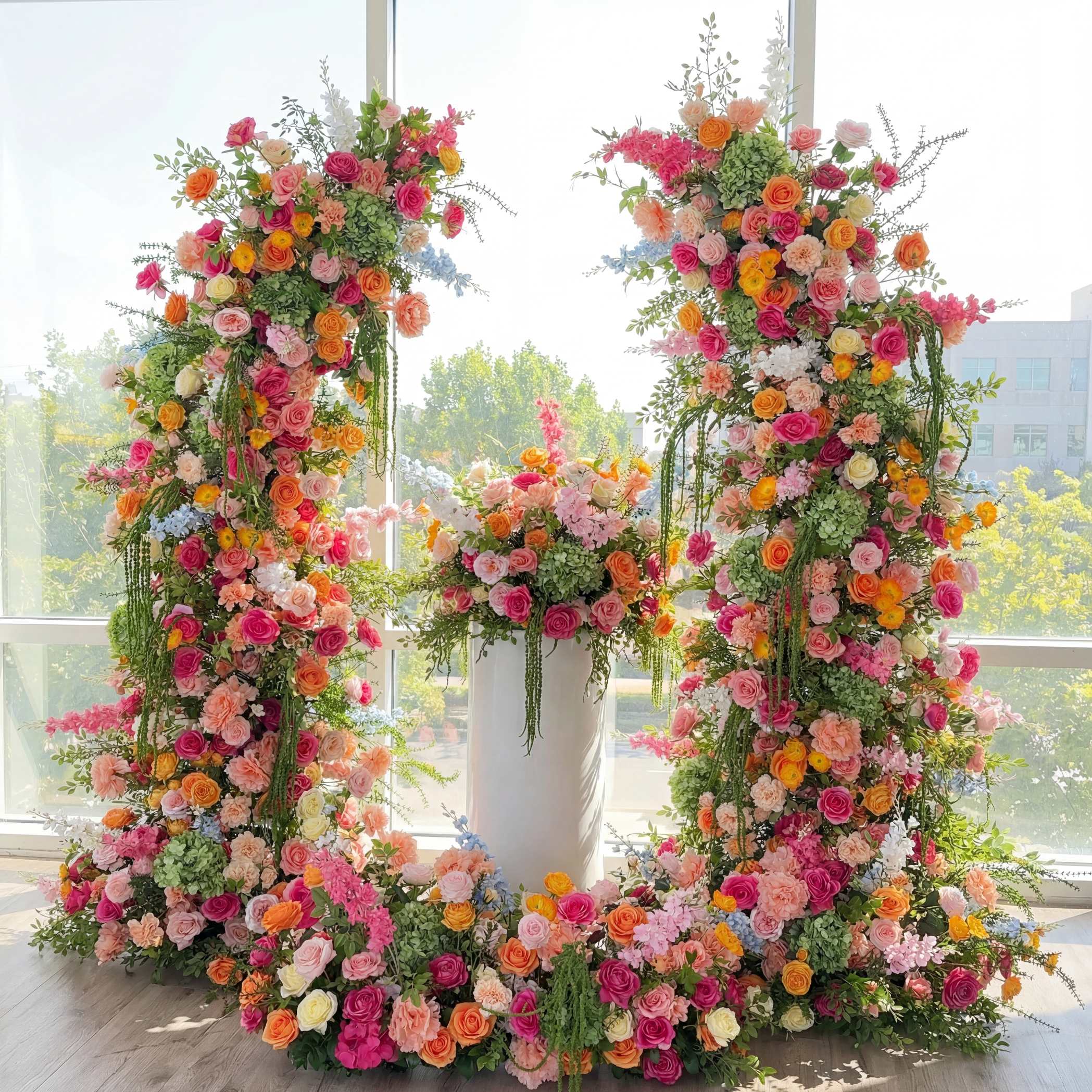 RoseyTime Lush Frenzy Flower Pillars Arch With Frame# RTP014