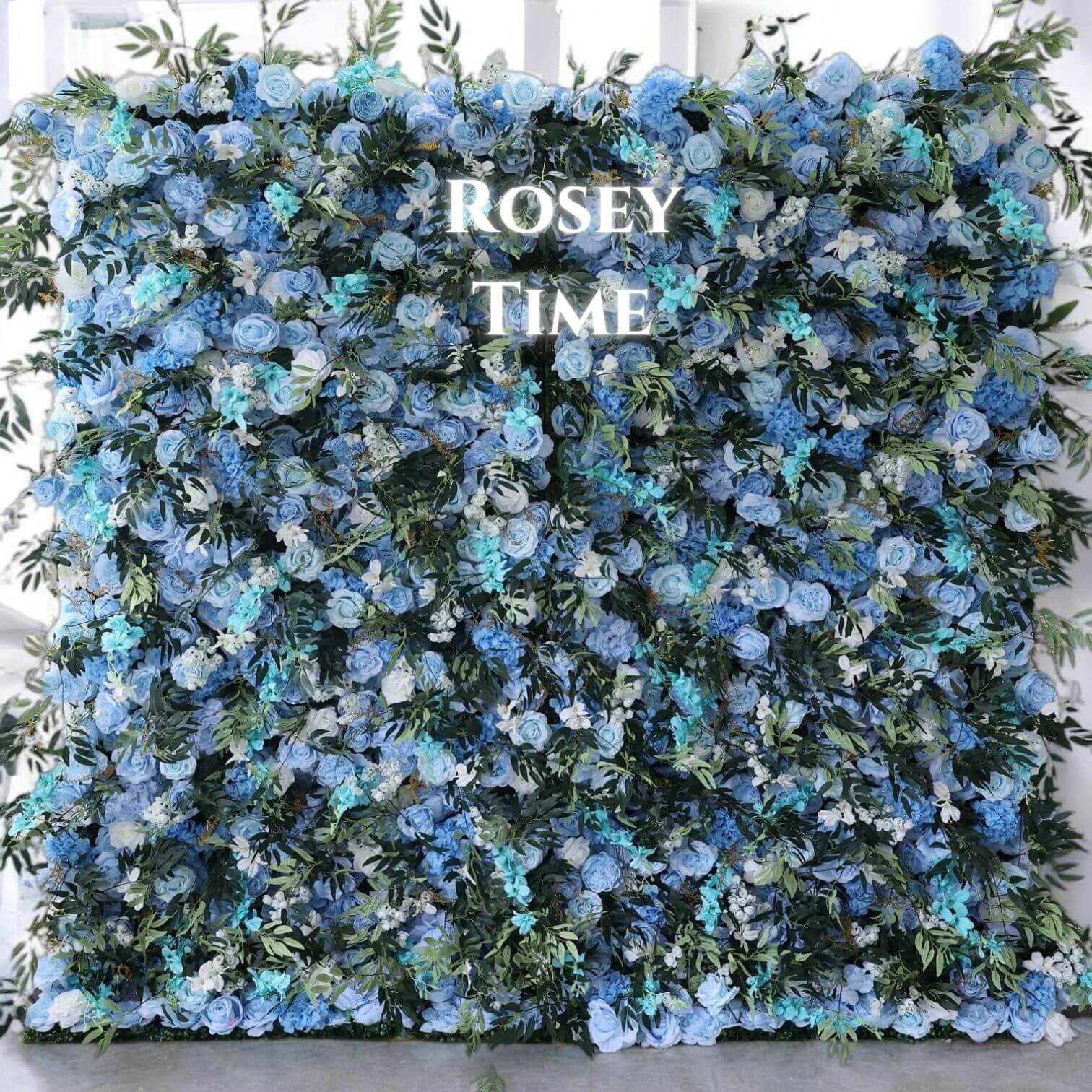 Roseytime 5D Blue Flower Wall Roll Up Fabric Back #RTW173