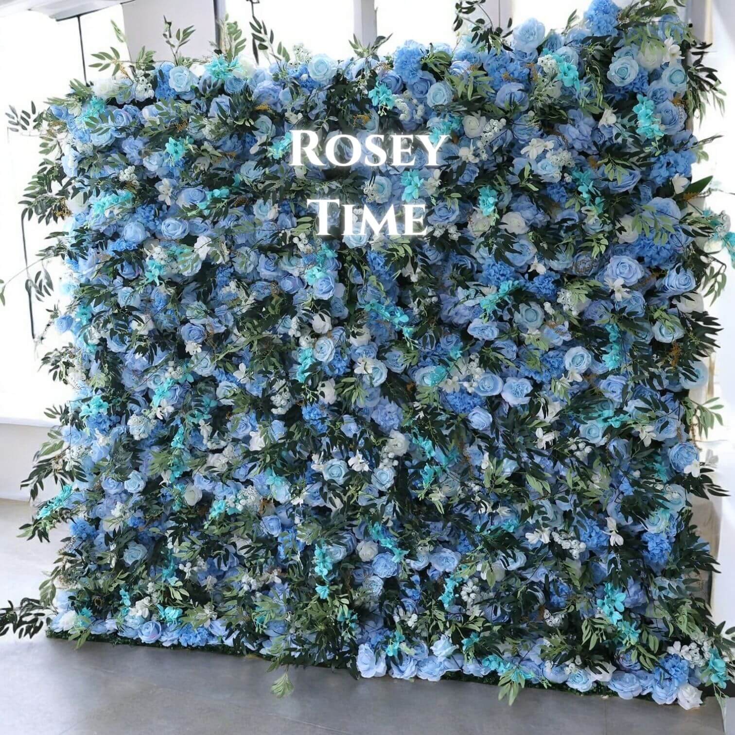 Roseytime 5D Blue Flower Wall Roll Up Fabric Back #RTW173