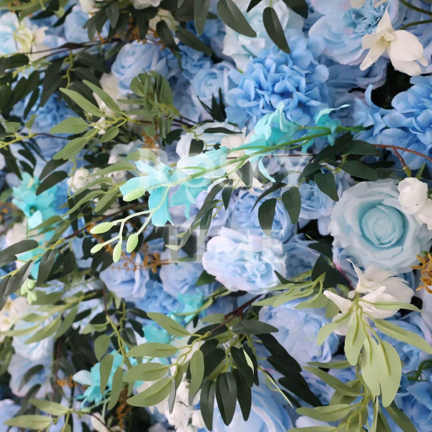 Roseytime 5D Blue Flower Wall Roll Up Fabric Back #RTW173