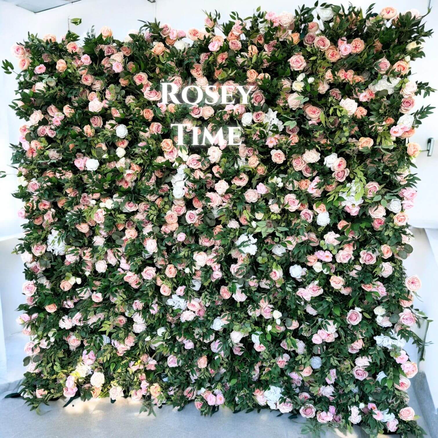 Roseytime 5D Green&Pink Flower Wall Roll Up Fabric Back #RTW252