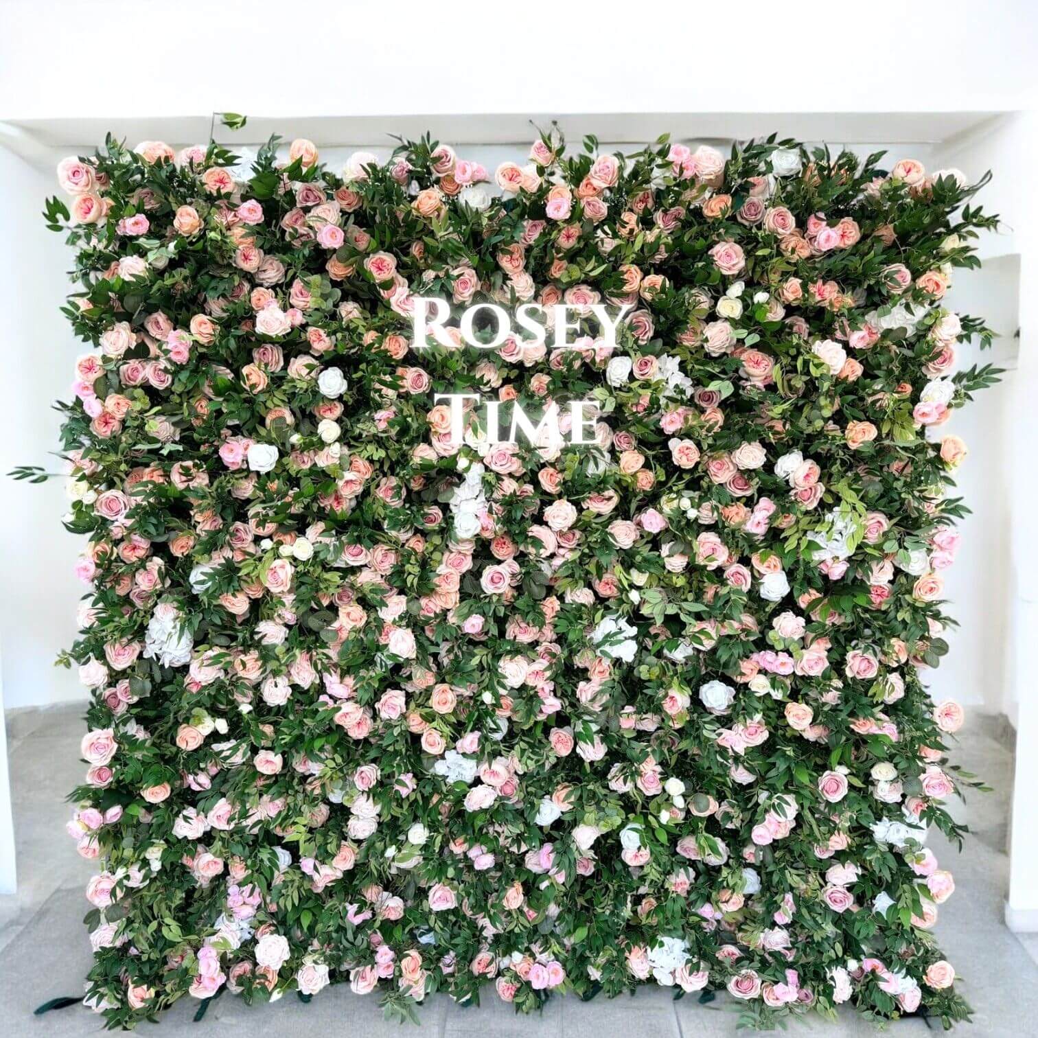 Roseytime 5D Green&Pink Flower Wall Roll Up Fabric Back #RTW252
