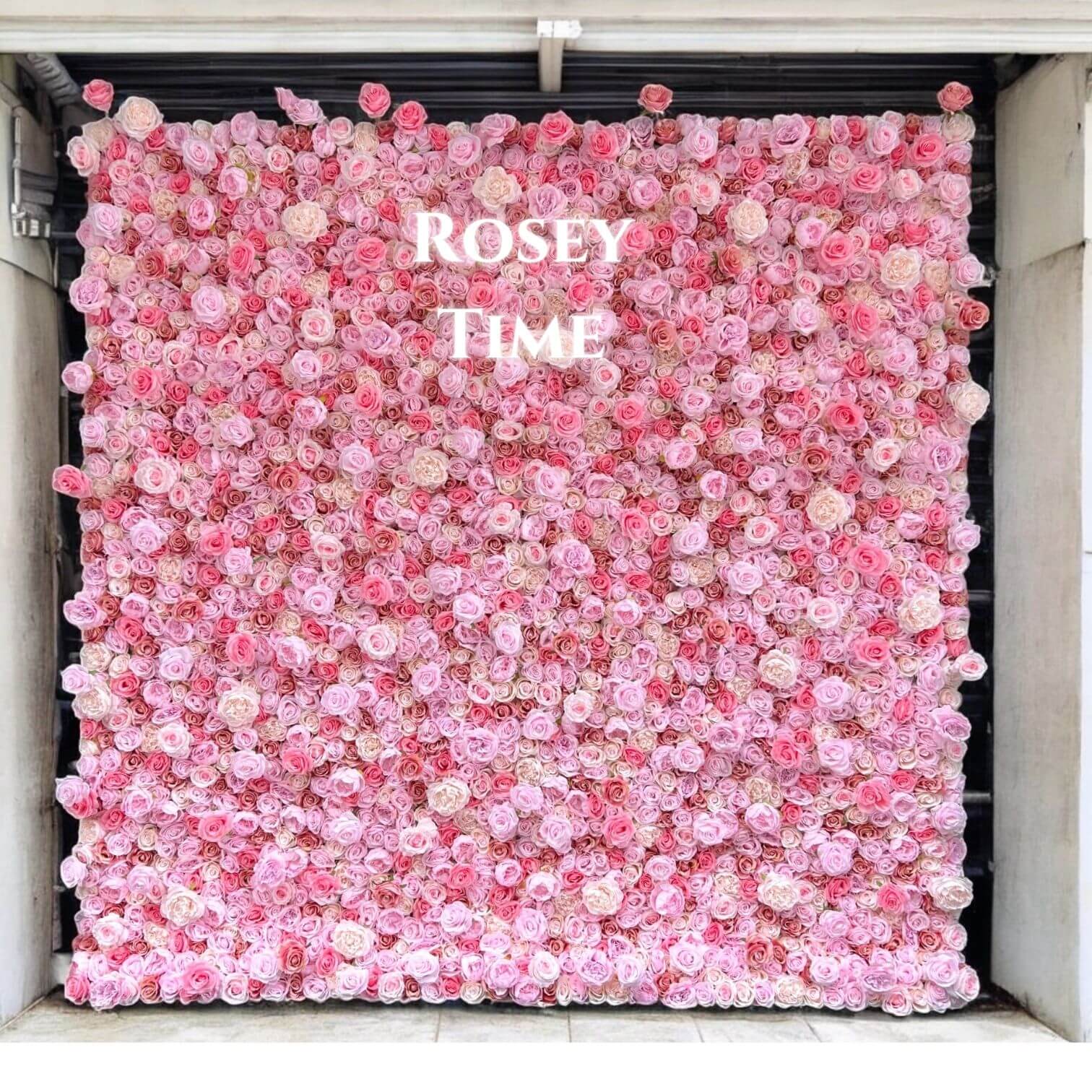 Roseytime 3D Pink Flower Wall Roll Up Fabric Back#RTW217