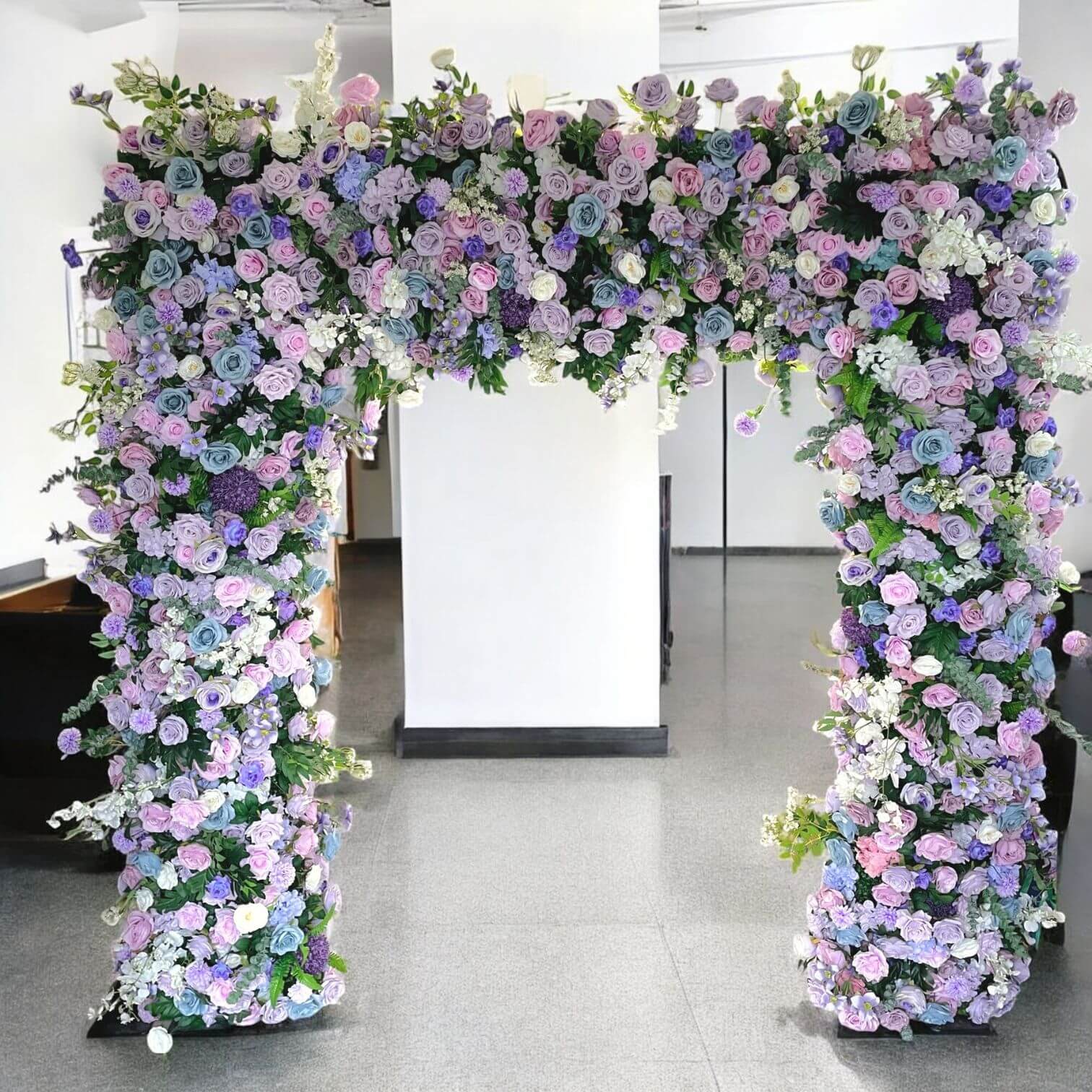 Roseytime Purple Square Flower Arch Fabric Back #RTA014