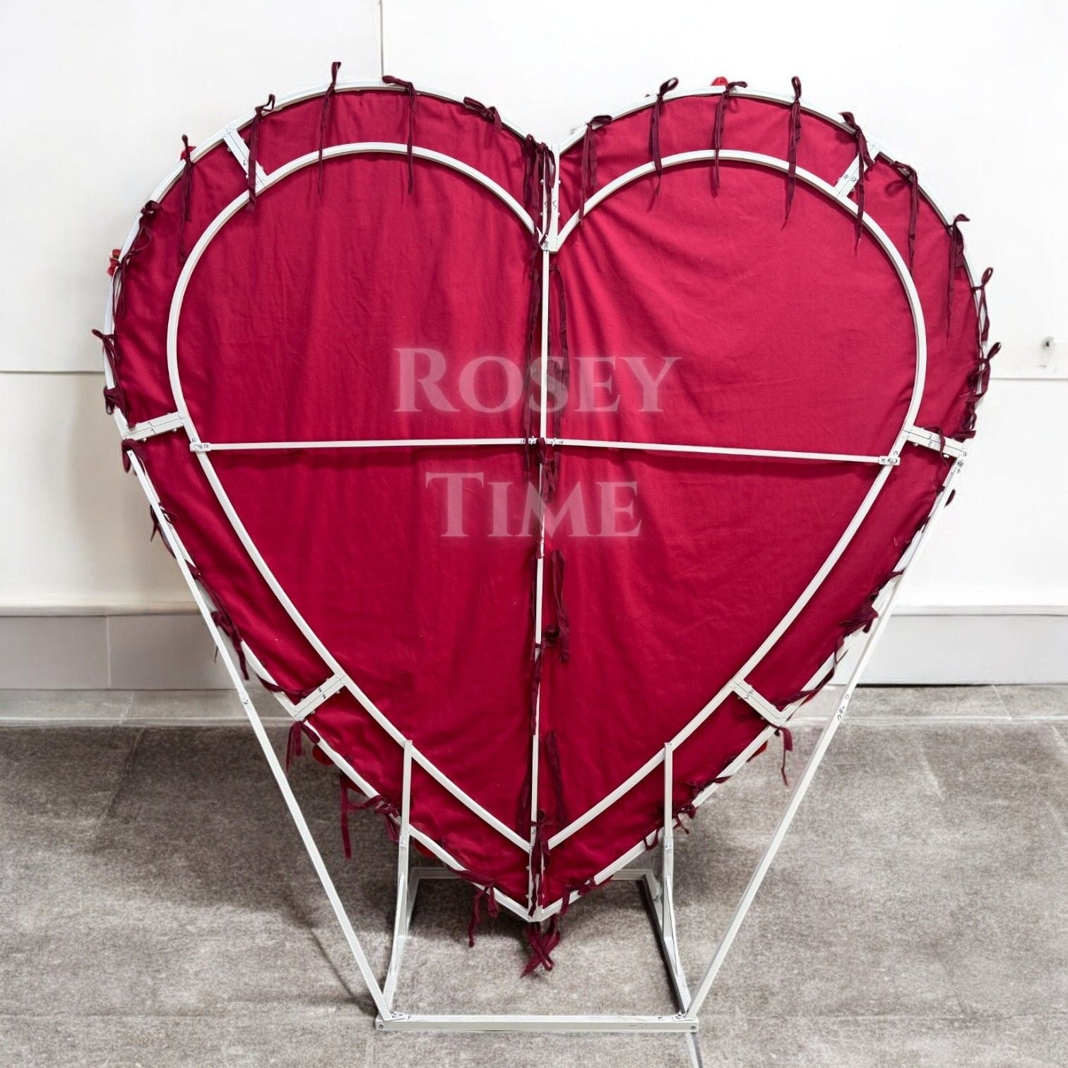 Roseytime 5D Red Heart Flower Wall Roll Up Fabric Back #RTW106
