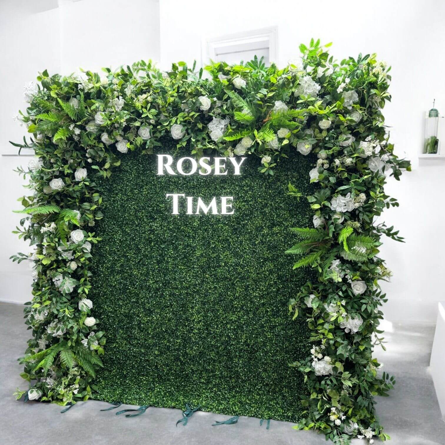 Roseytime Wedding Grass Flower Wall Roll Up Fabric Back Greenery Backdrop #RTW134