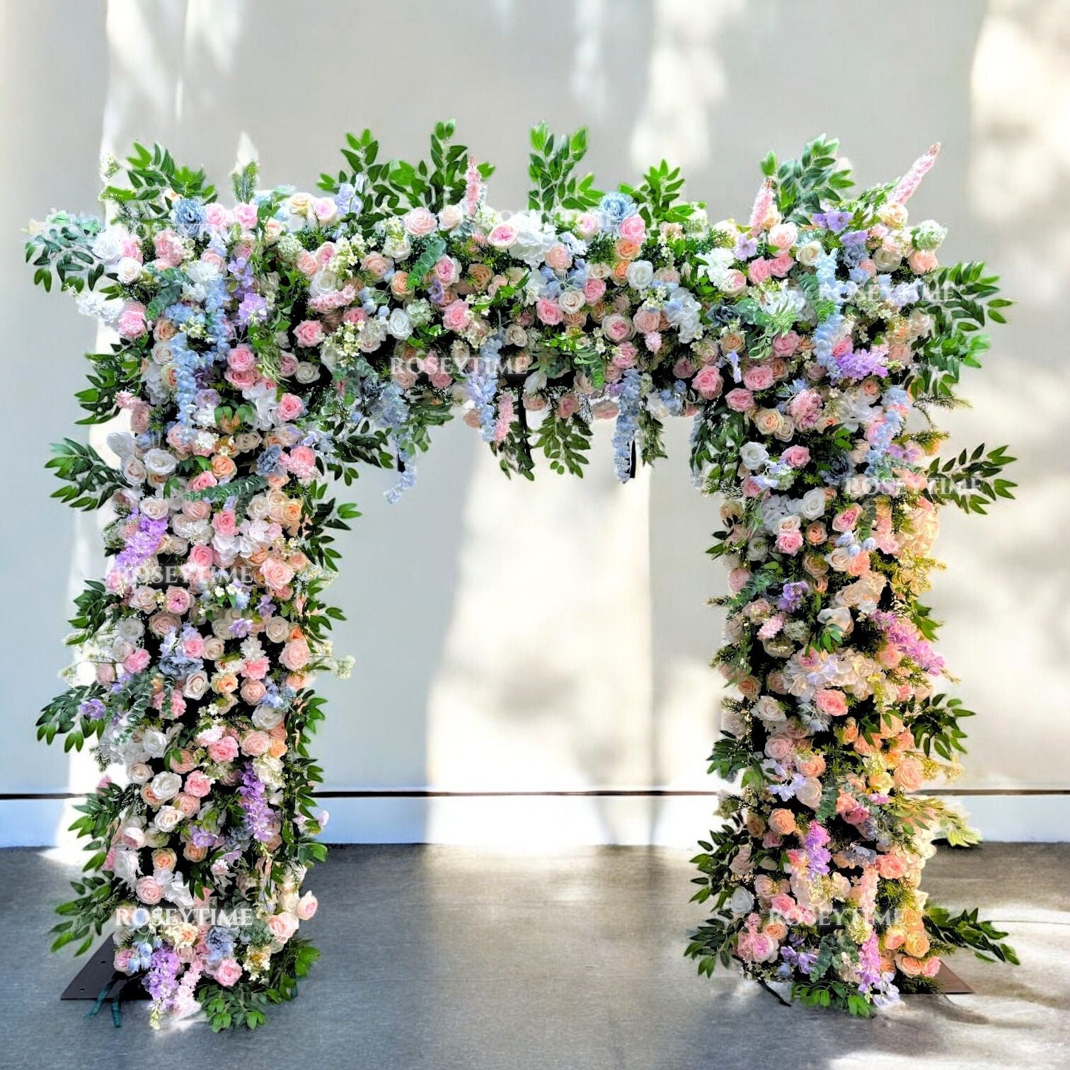 Roseytime Blue&Pink Square Flower Arch Fabric Back#RTA084