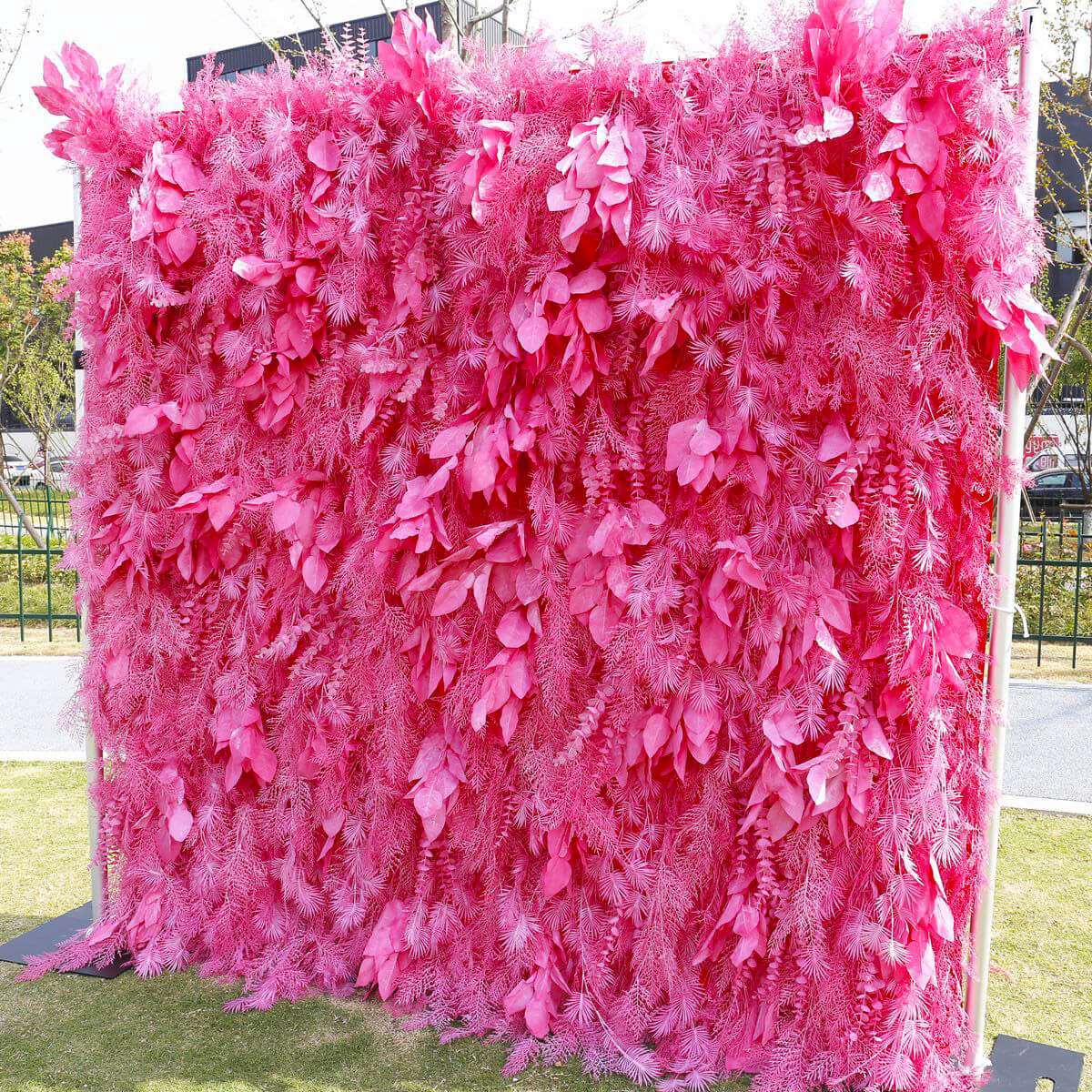 Roseytime 5D Hot Pink Pampas Wall Roll Up Fabric Back