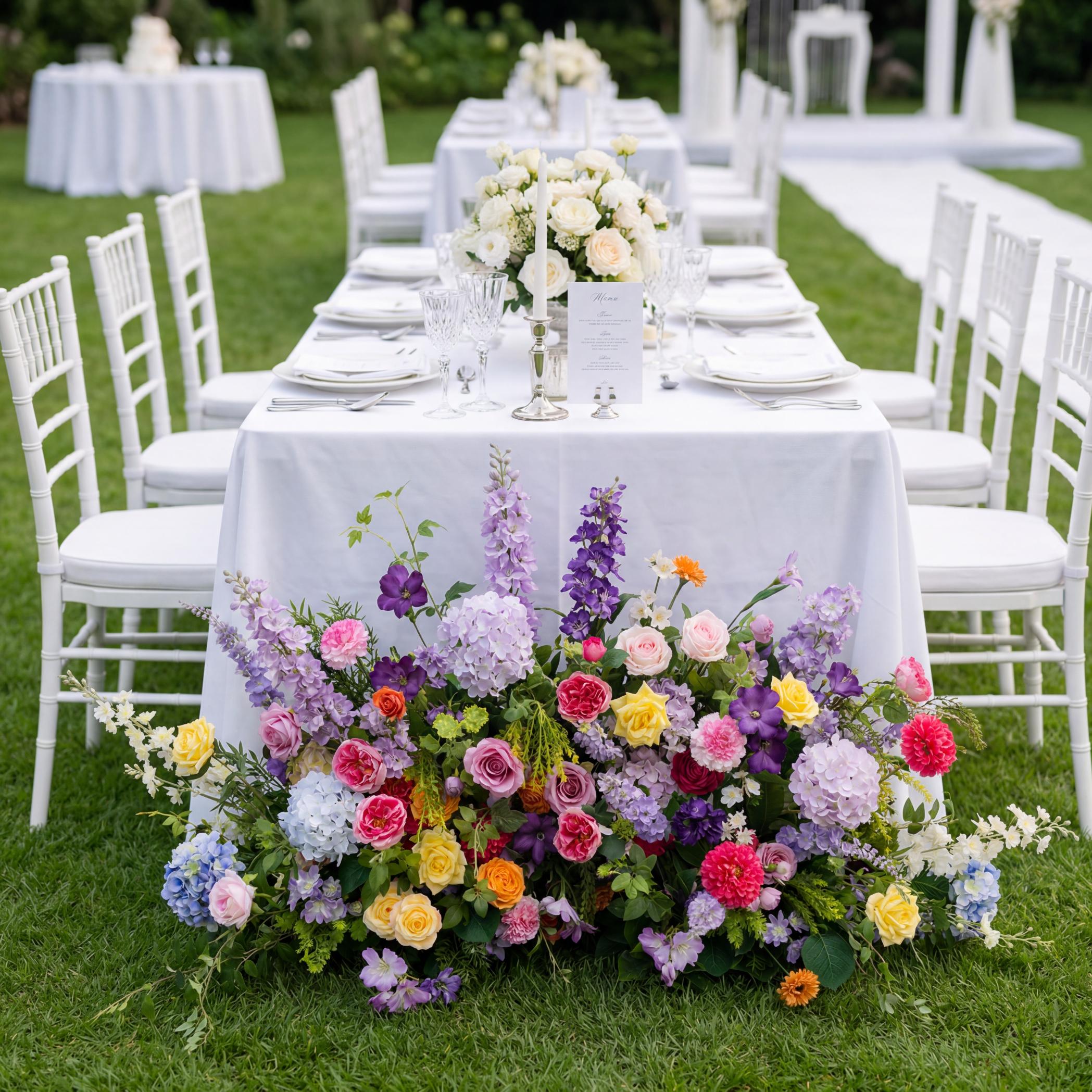 Roseytime Violet Veil Floor Flower Wedding Aisle Arrangement #RTF020