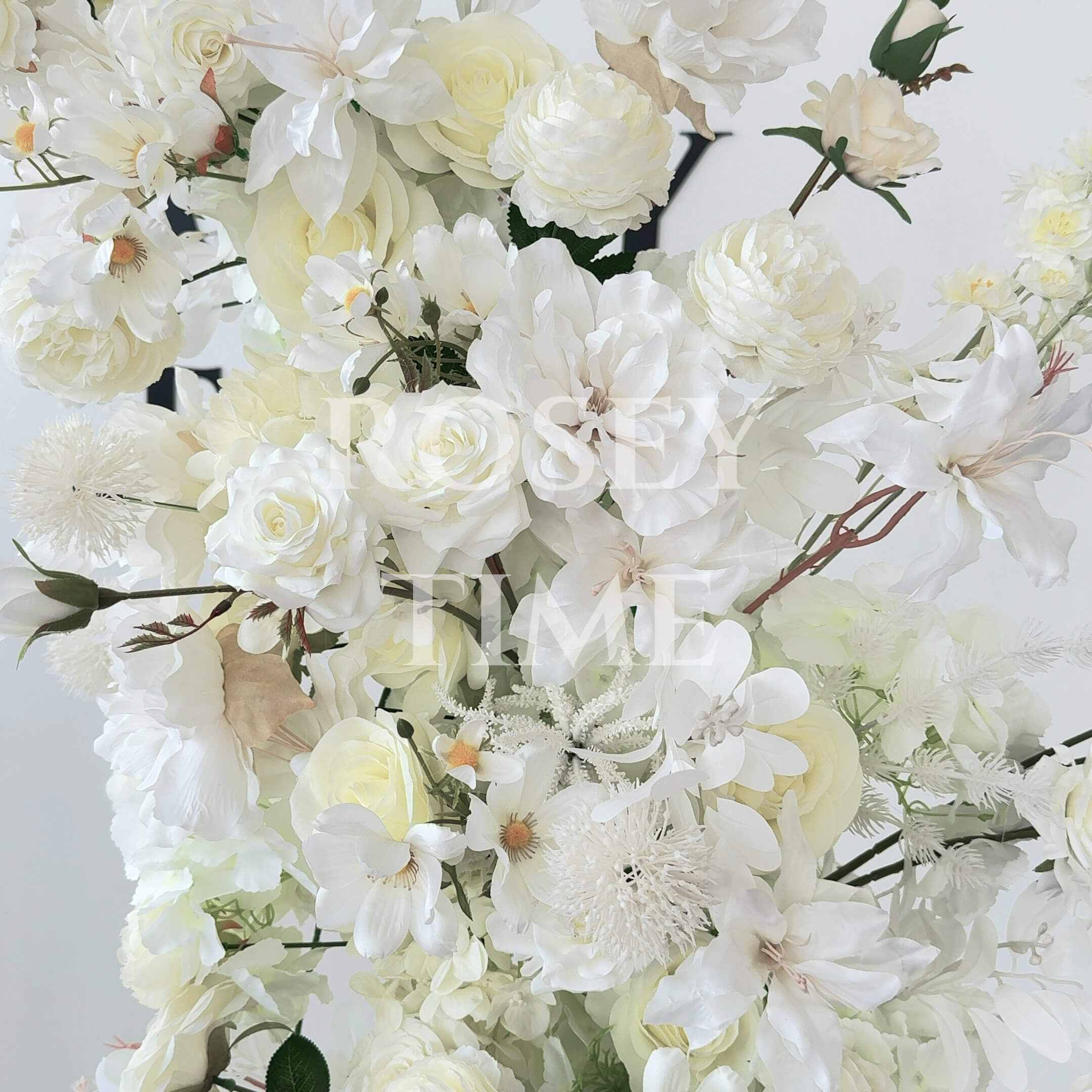 Roseytime White Flower Pillars Arch with Frame #RTP087