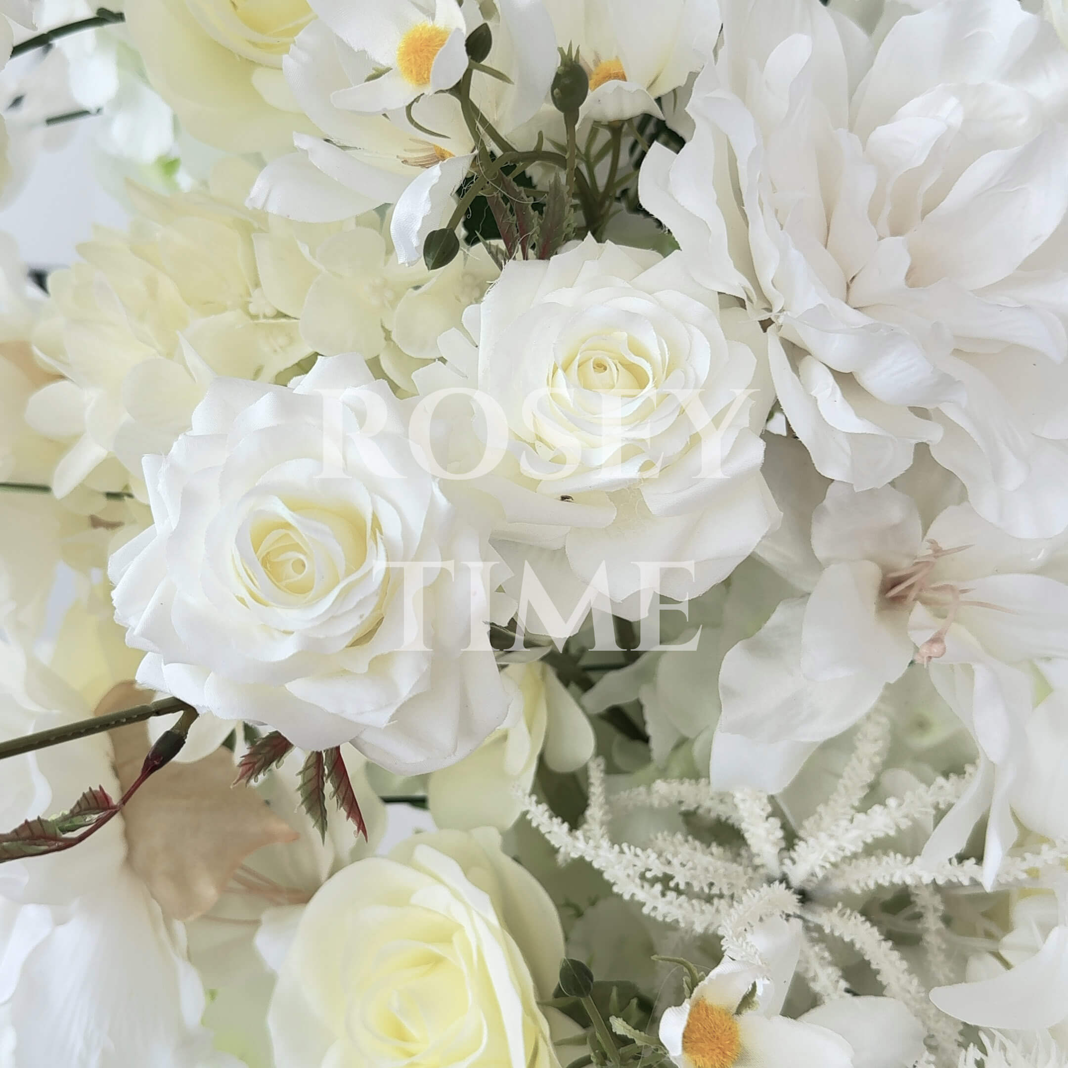 Roseytime White Flower Pillars Arch with Frame #RTP087
