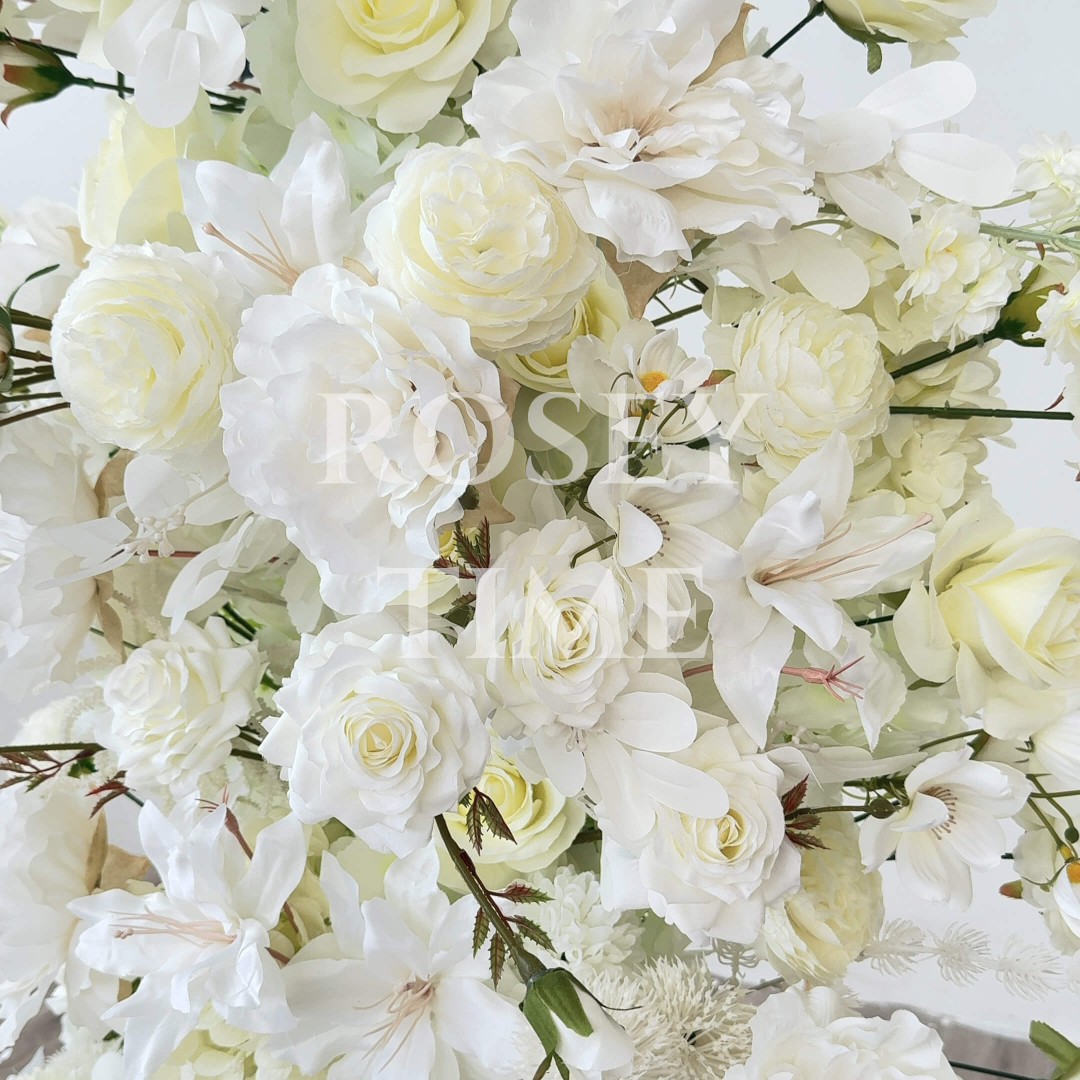 Roseytime White Flower Pillars Arch with Frame #RTP087