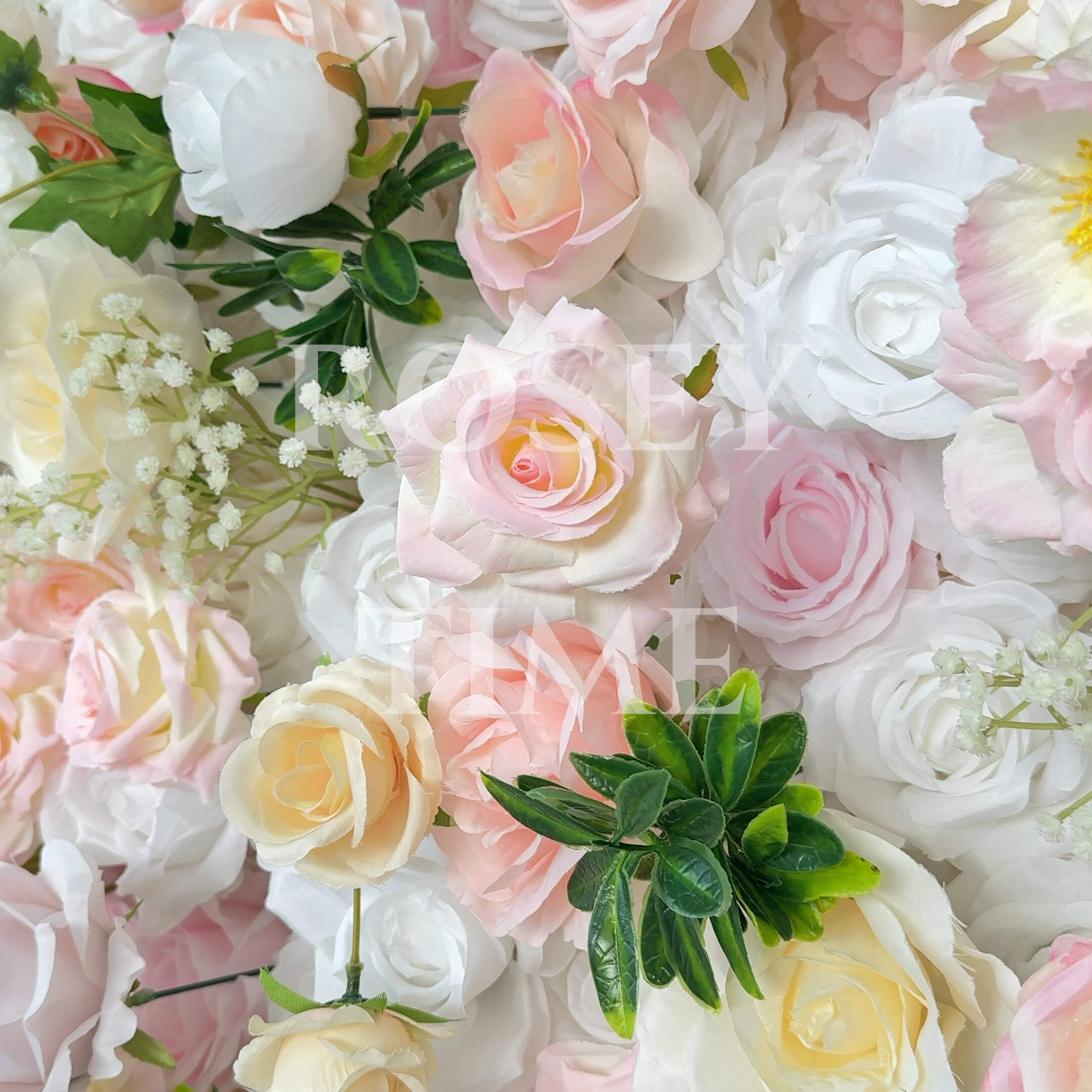 Roseytime 5D White&Pink Flower Wall Roll Up Fabric Back #RTW239