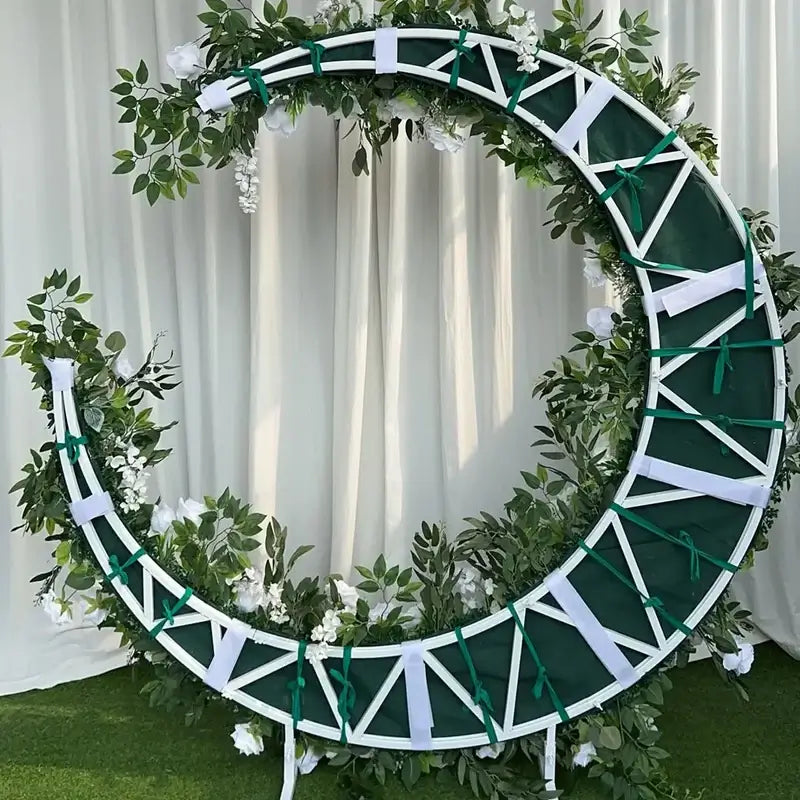 RoseyTime White Green Moon Crescent Arch Fabric Back #RTA054