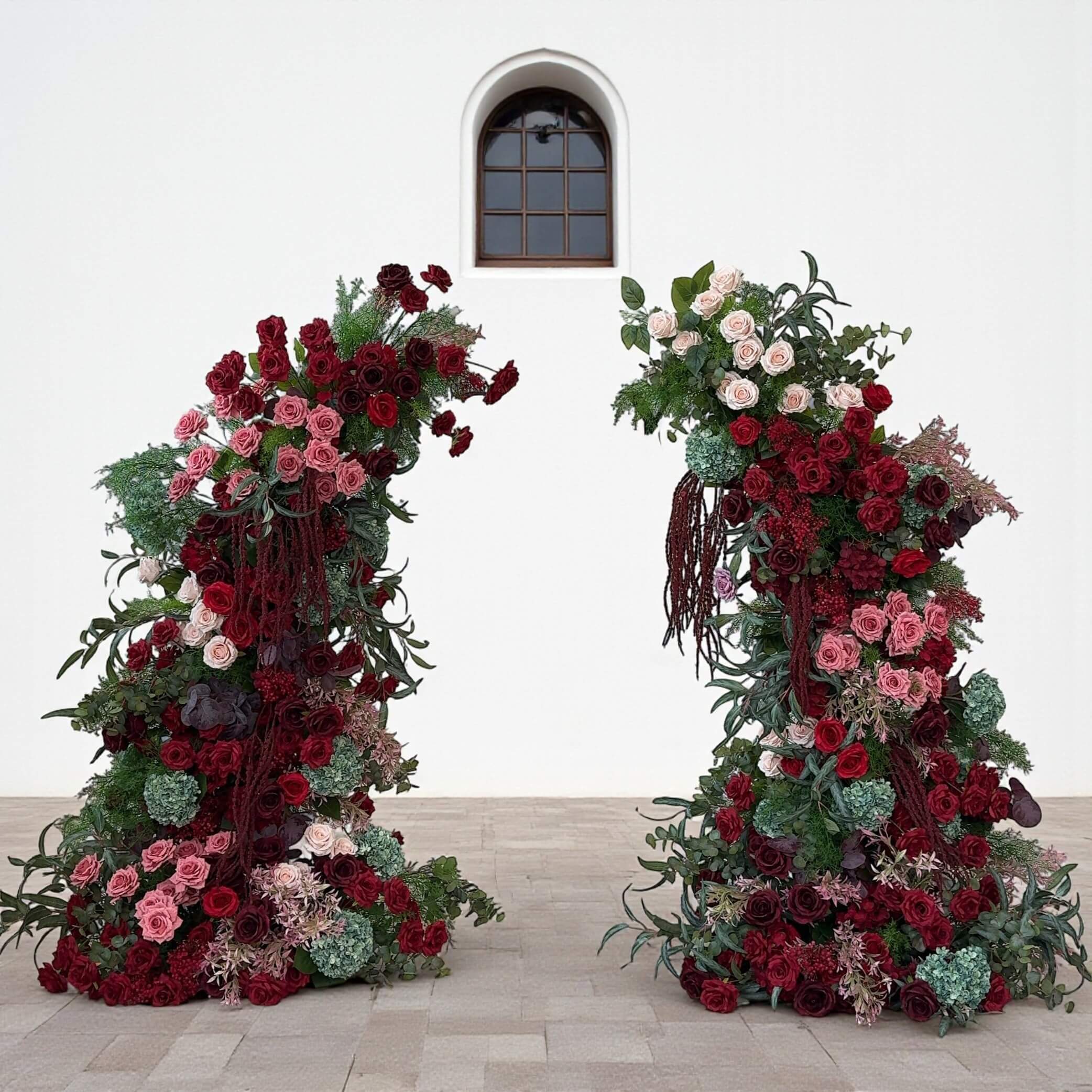 Roseytime Autumn Flower Pillars Arch With Frame #RTP088