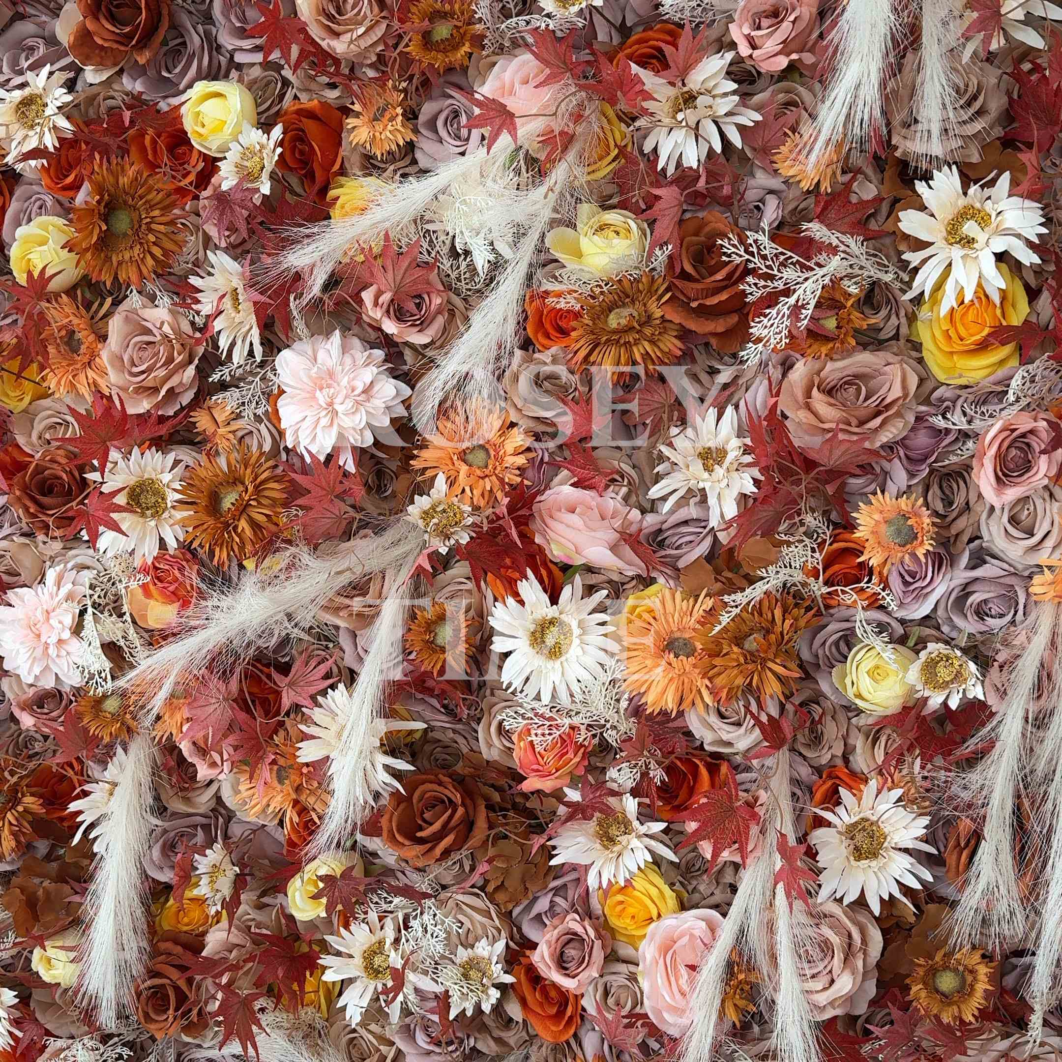 Roseytime 5D Brown&Orange Flower Wall Roll Up Fabric Back #RTW293