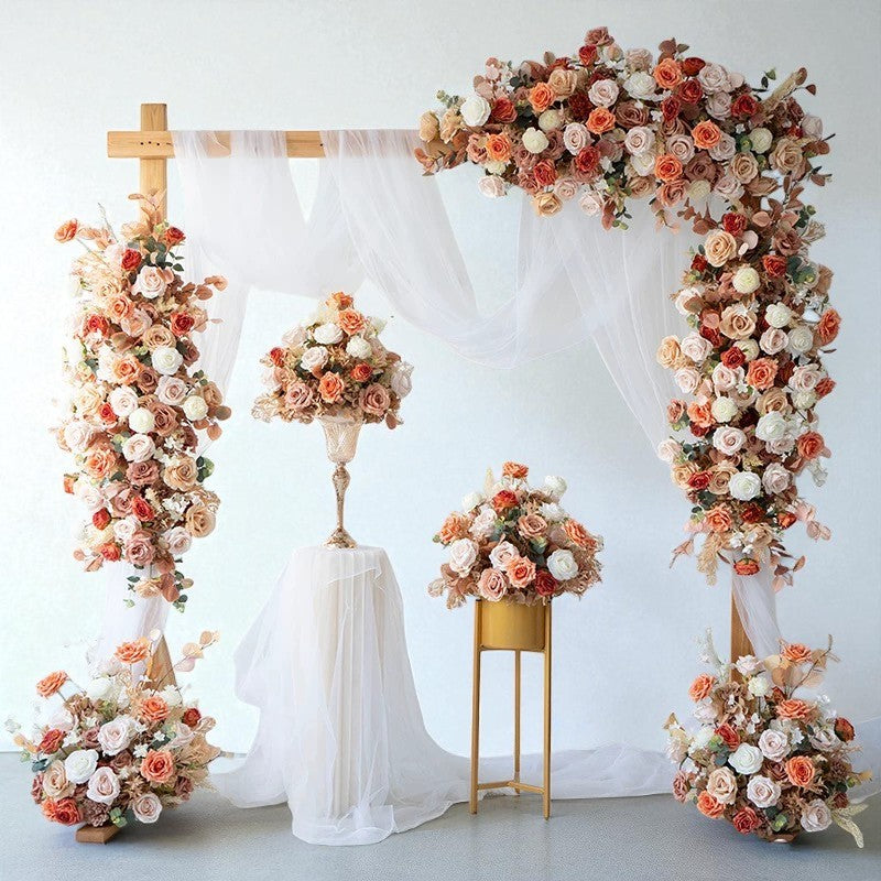 Roseytime Autumn Orange&Brown Arch Flowers Decor Set For Wedding&Event