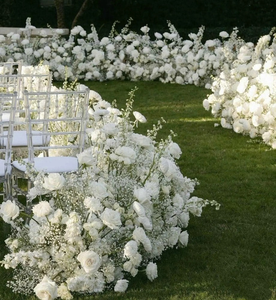 Roseytime White Baby's Breath Rose Flower Floor Flower Wedding Aisle Arrangement #RTF005