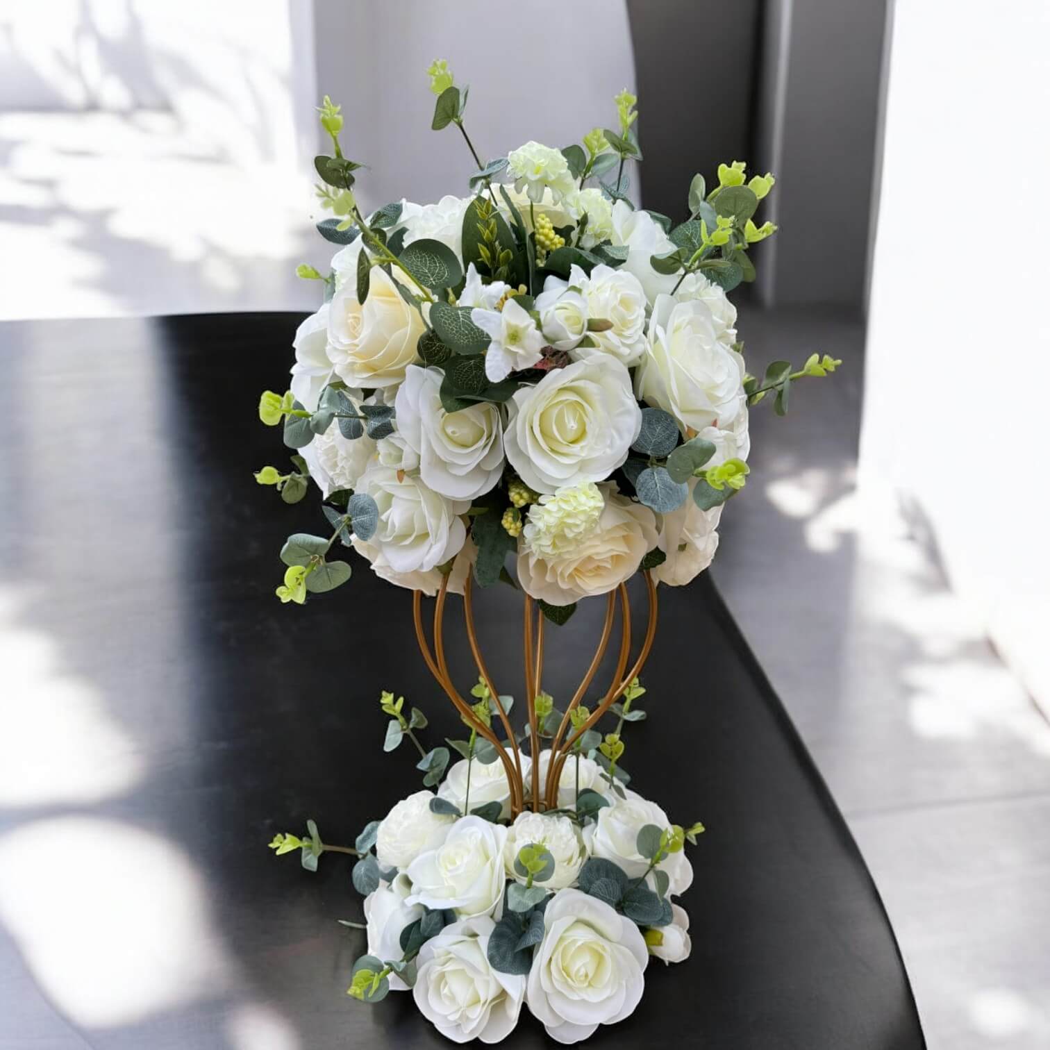 Roseytime White&Green Flower Pillars Arch with Frame #RTP012