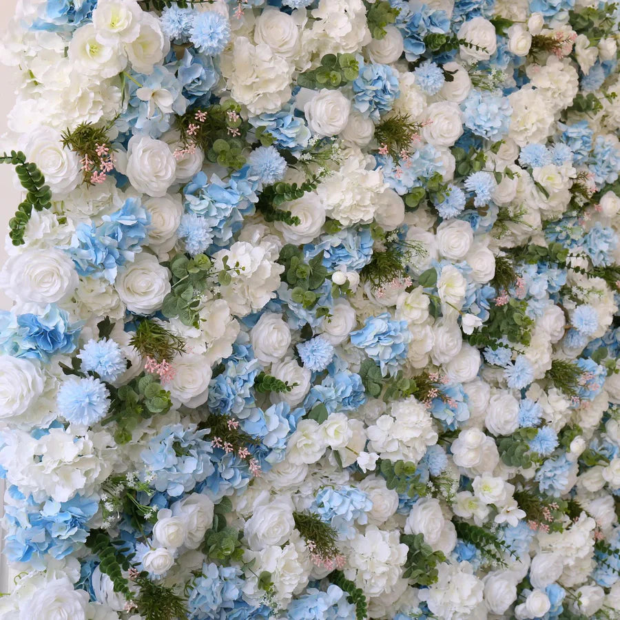 Roseytime 5D Blue Flower Wall Roll Up Fabric Back #RTW180