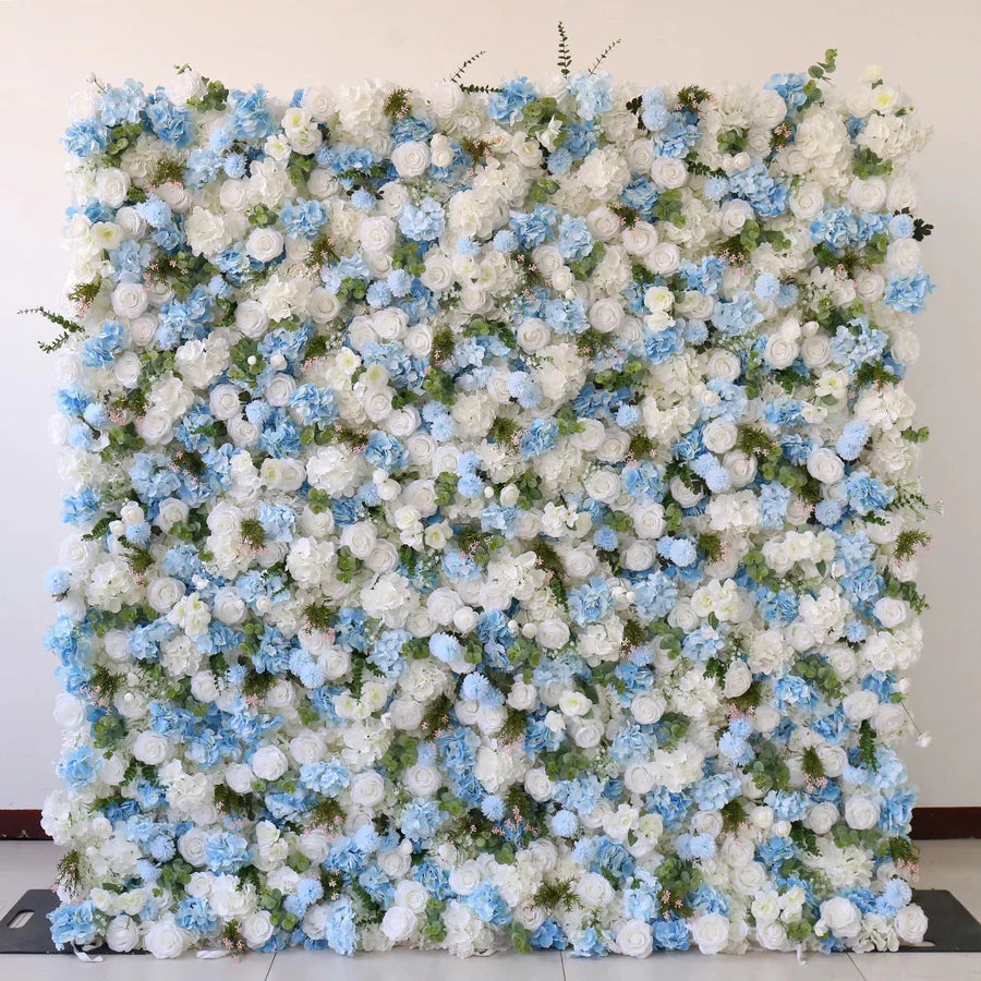 Roseytime 5D Blue Flower Wall Roll Up Fabric Back #RTW180