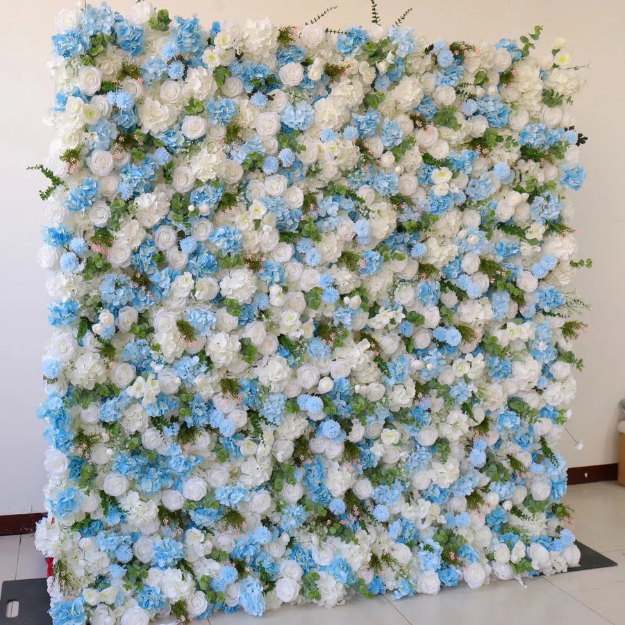 Roseytime 5D Blue Flower Wall Roll Up Fabric Back #RTW180