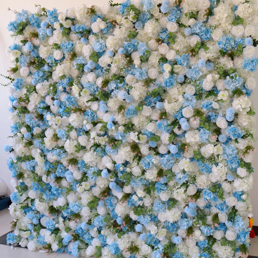 Roseytime 5D Blue Flower Wall Roll Up Fabric Back #RTW180