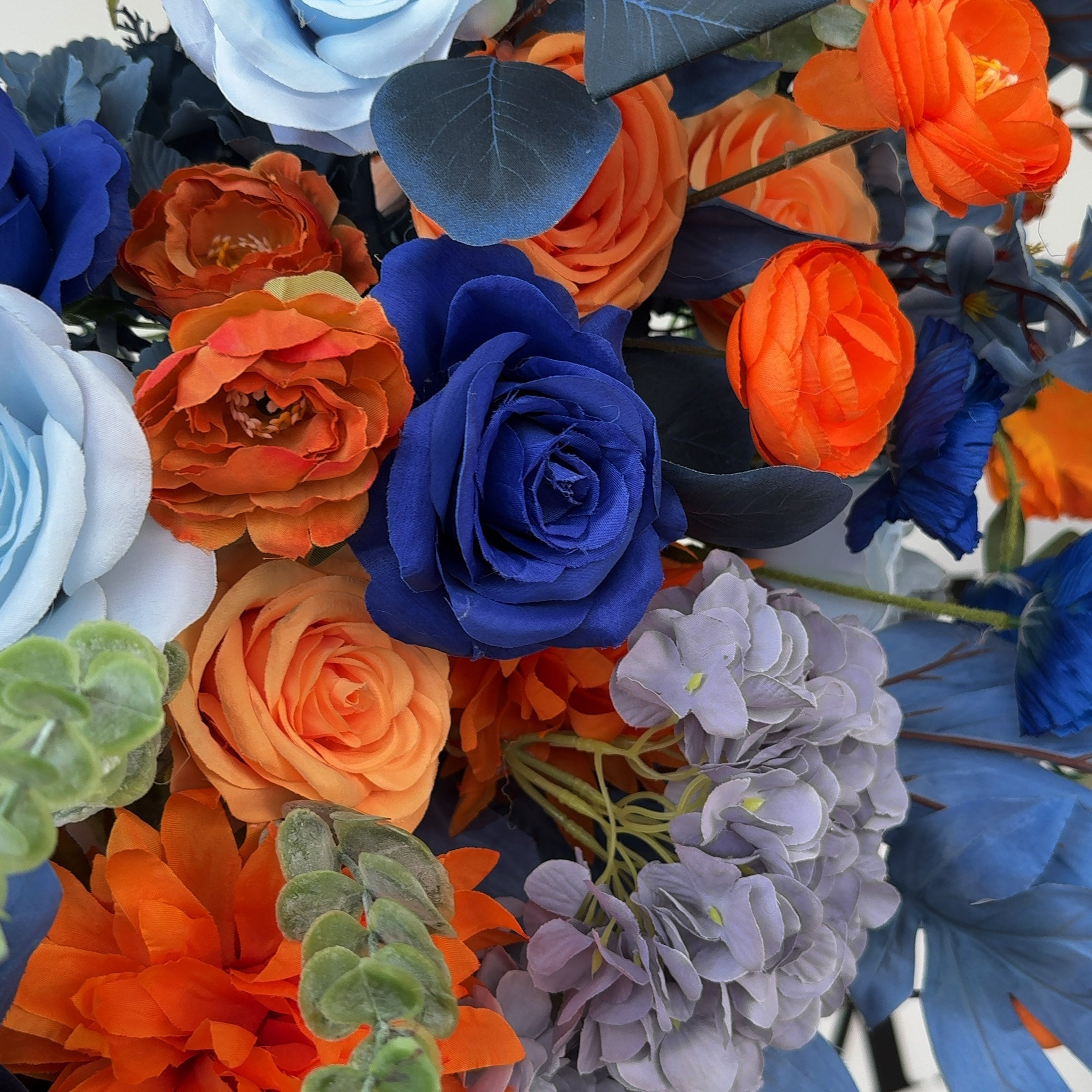 Roseytime Orange&Blue Table Flower Arrangement #RTT007