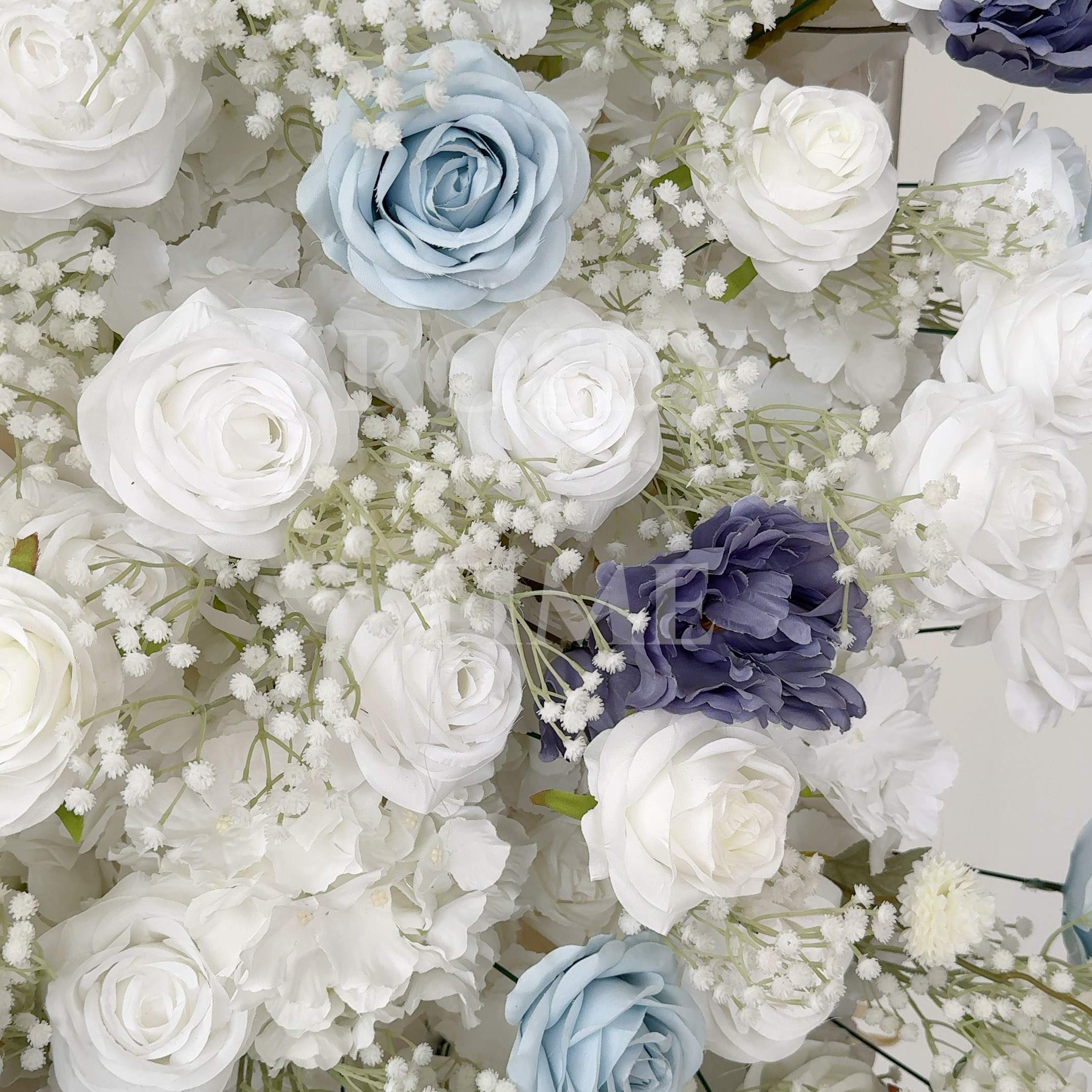 Roseytime 5D White&Blue Flower Wall Roll Up Fabrci Back #RTW247