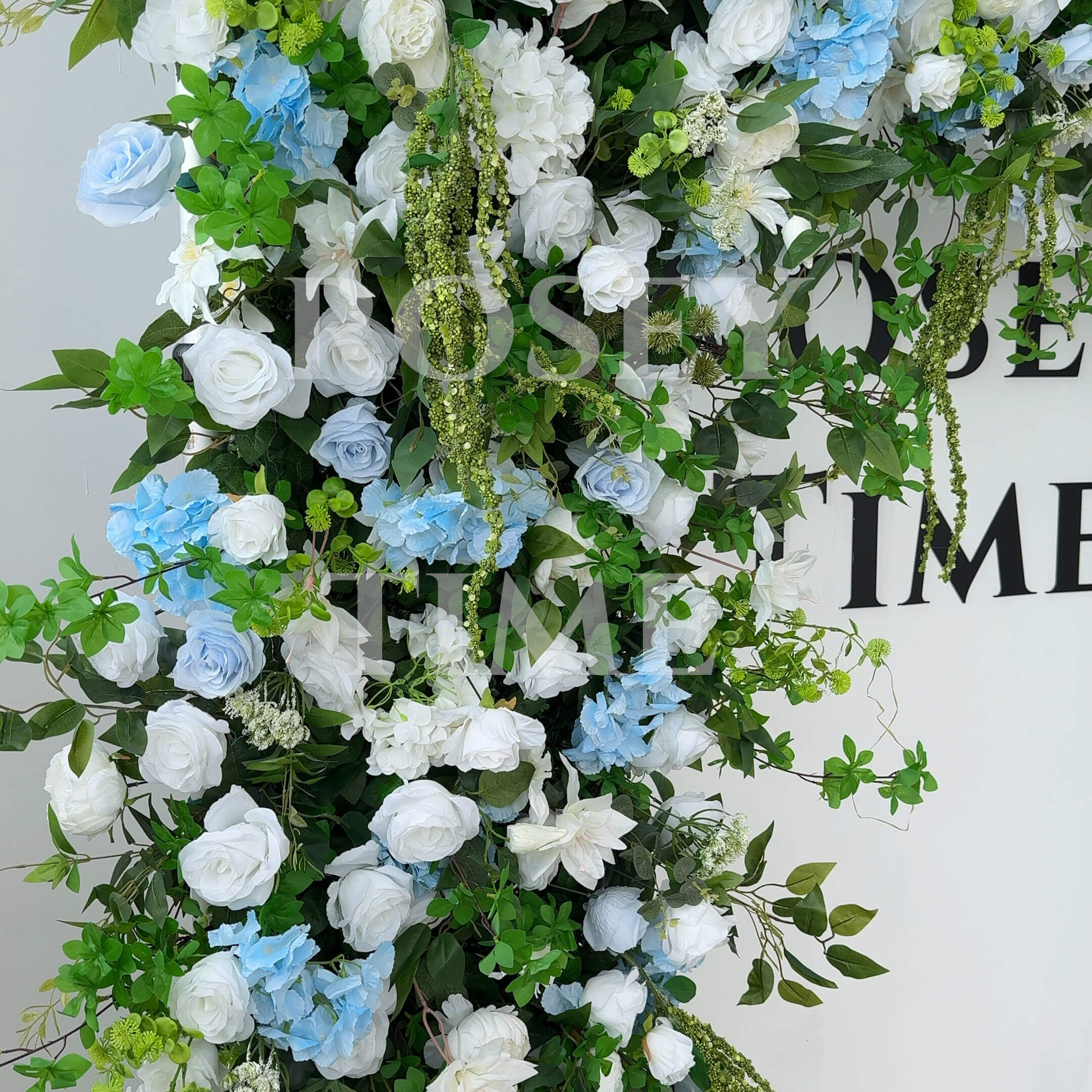 Roseytime Blue&White Square Flower Arch Fabric Back#RTA081