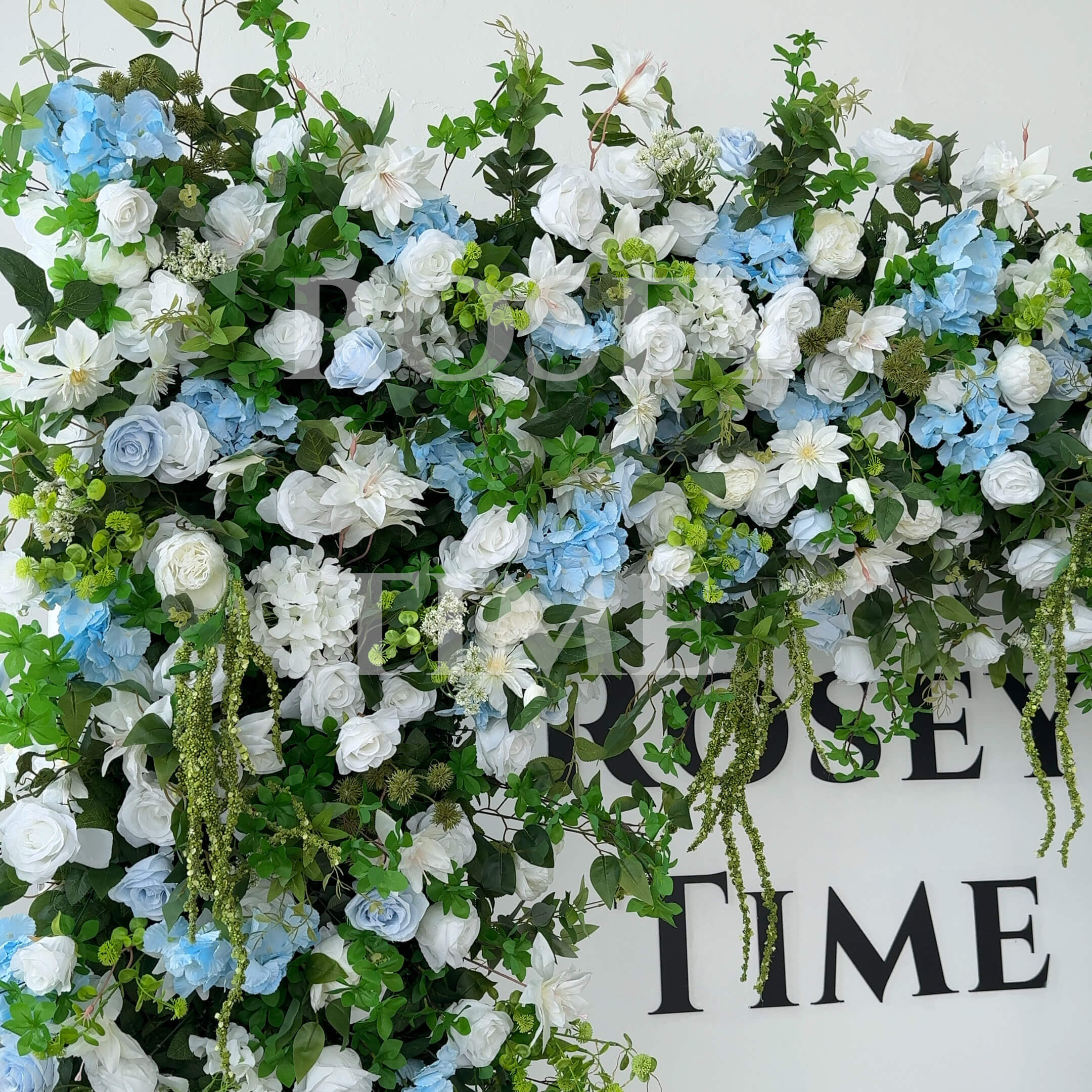 Roseytime Blue&White Square Flower Arch Fabric Back#RTA081