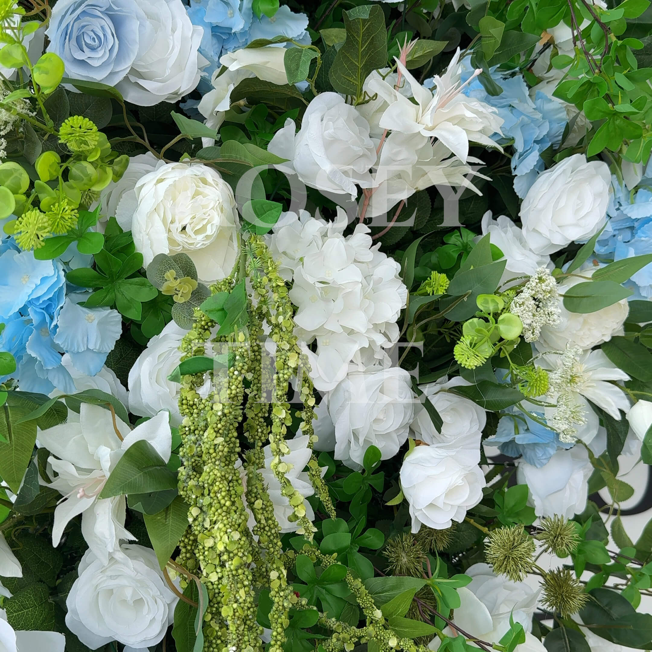 Roseytime Blue&White Square Flower Arch Fabric Back#RTA081
