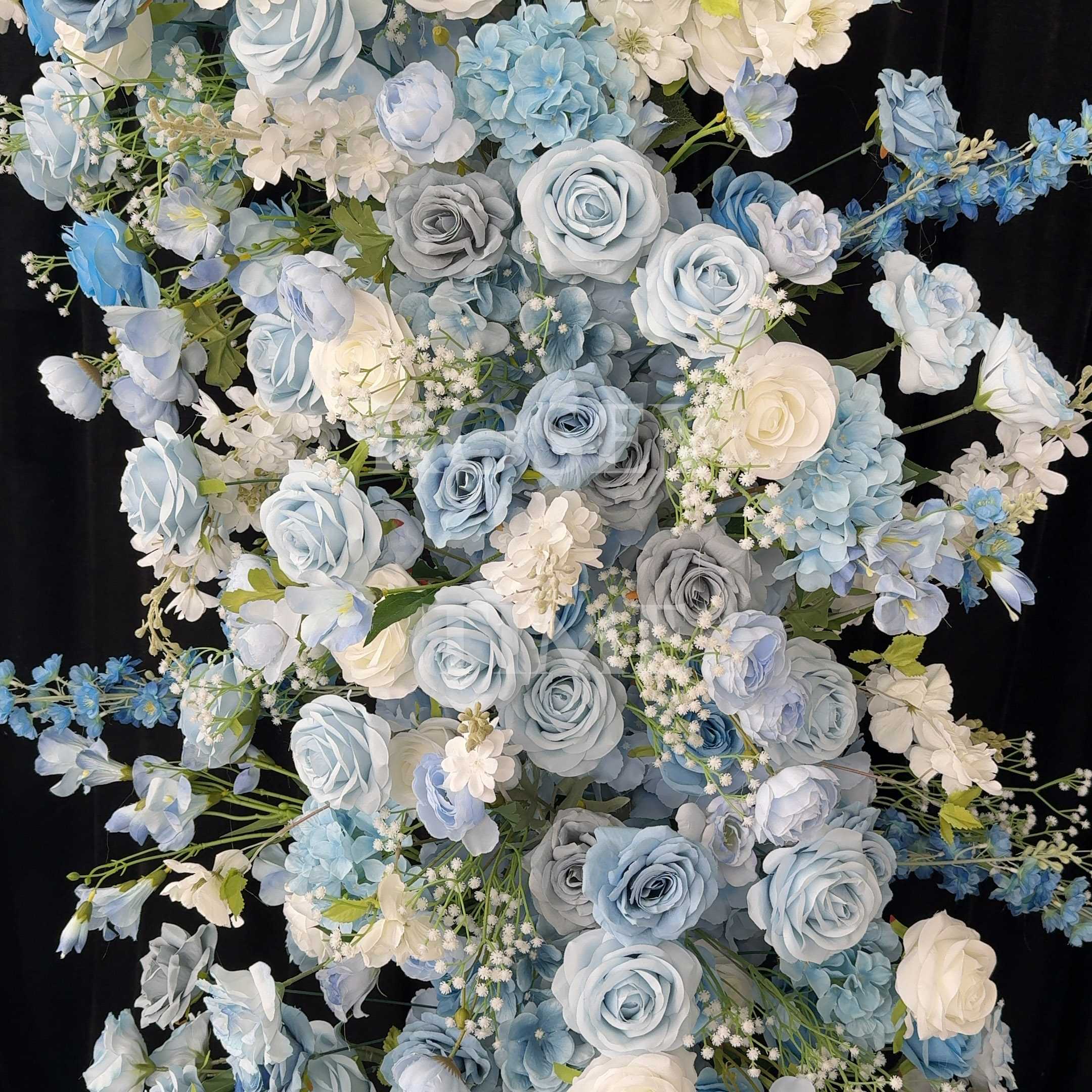 Roseytime Dusty Blue Flower Pillars Arch with Frame #RTP072