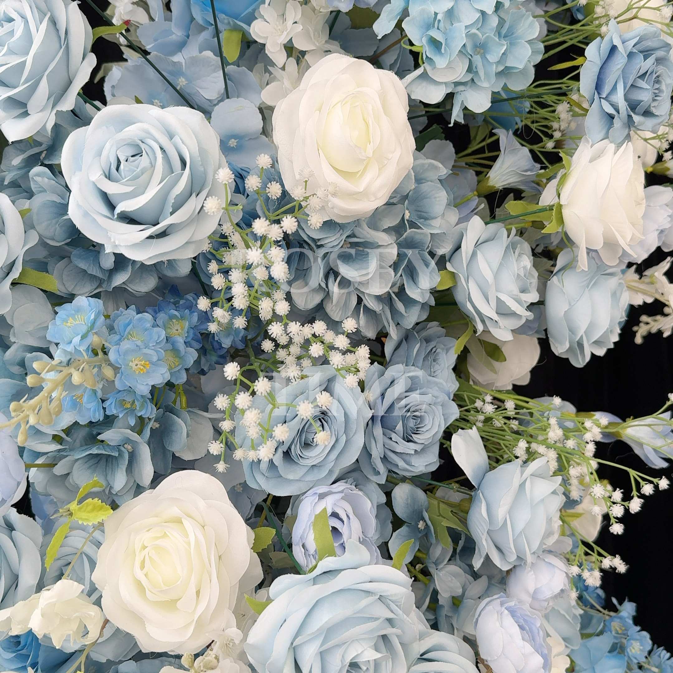 Roseytime Dusty Blue Flower Pillars Arch with Frame #RTP072