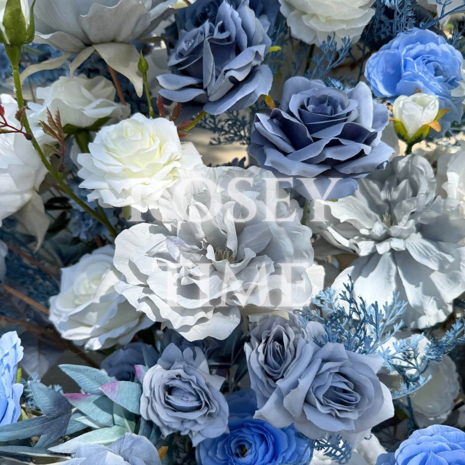 Roseytime Dusty Blue Flower Pillars Arch with Frame #RTP007