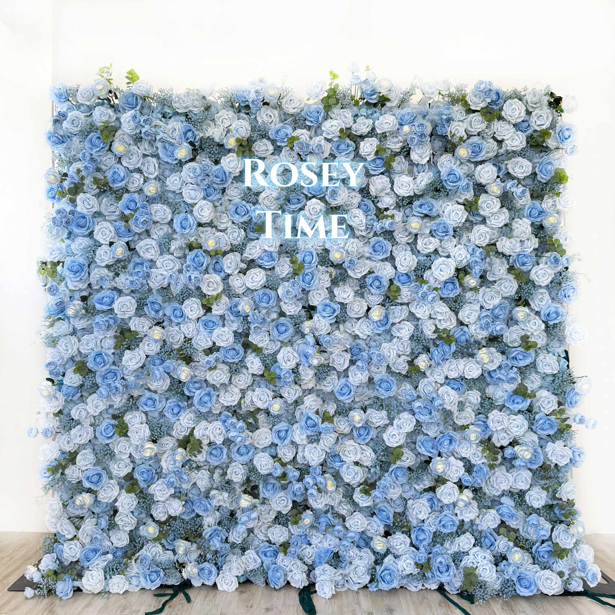 Roseytime 5D Blue Flower Wall Roll Up Fabric Back #RTW154