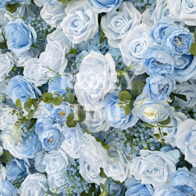 Roseytime 5D Blue Flower Wall Roll Up Fabric Back #RTW154