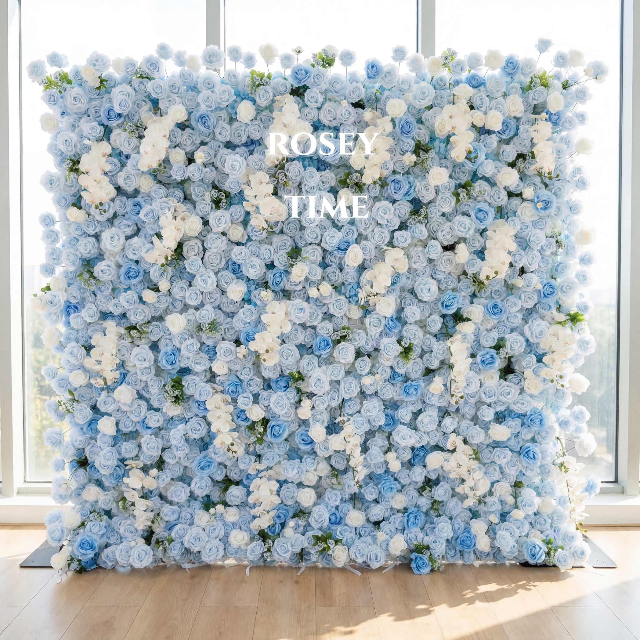 Roseytime 5D Blue Flower Wall Roll Up Fabric Back #RTW112