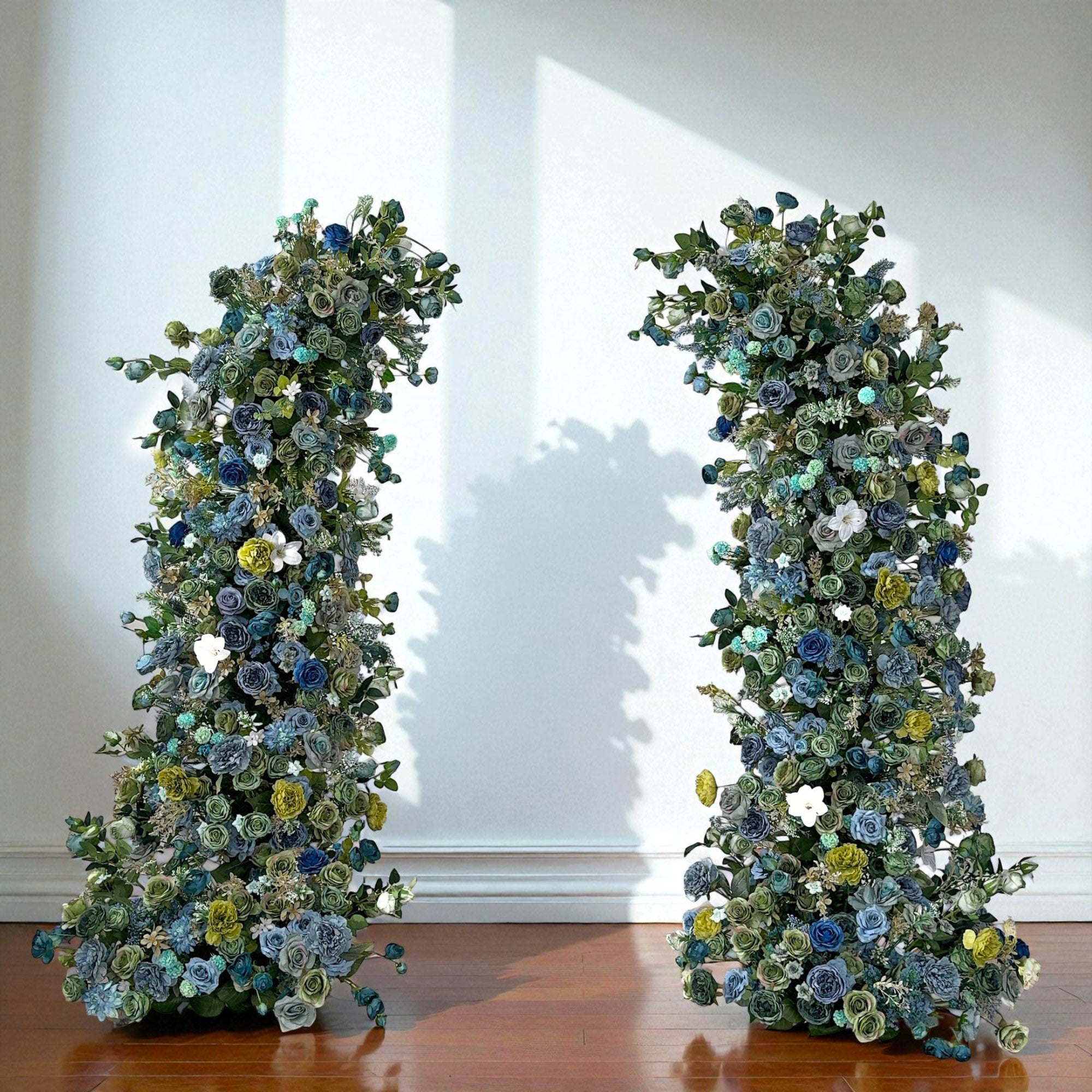 Roseytime 2026 Blue&Green Flower Pillars Arch with Frame #RTP091