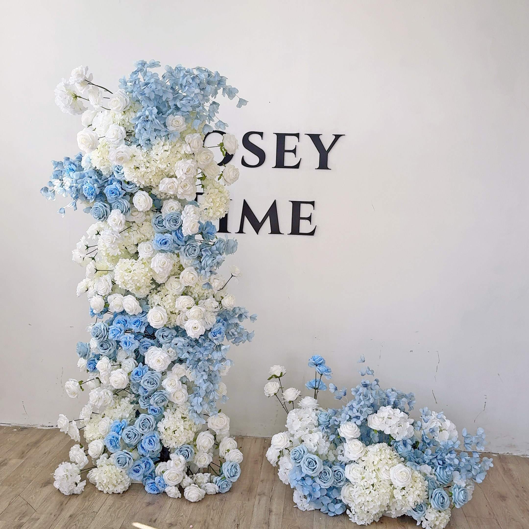 Roseytime White&Blue Flower Pillars Set with Frame #RTP109
