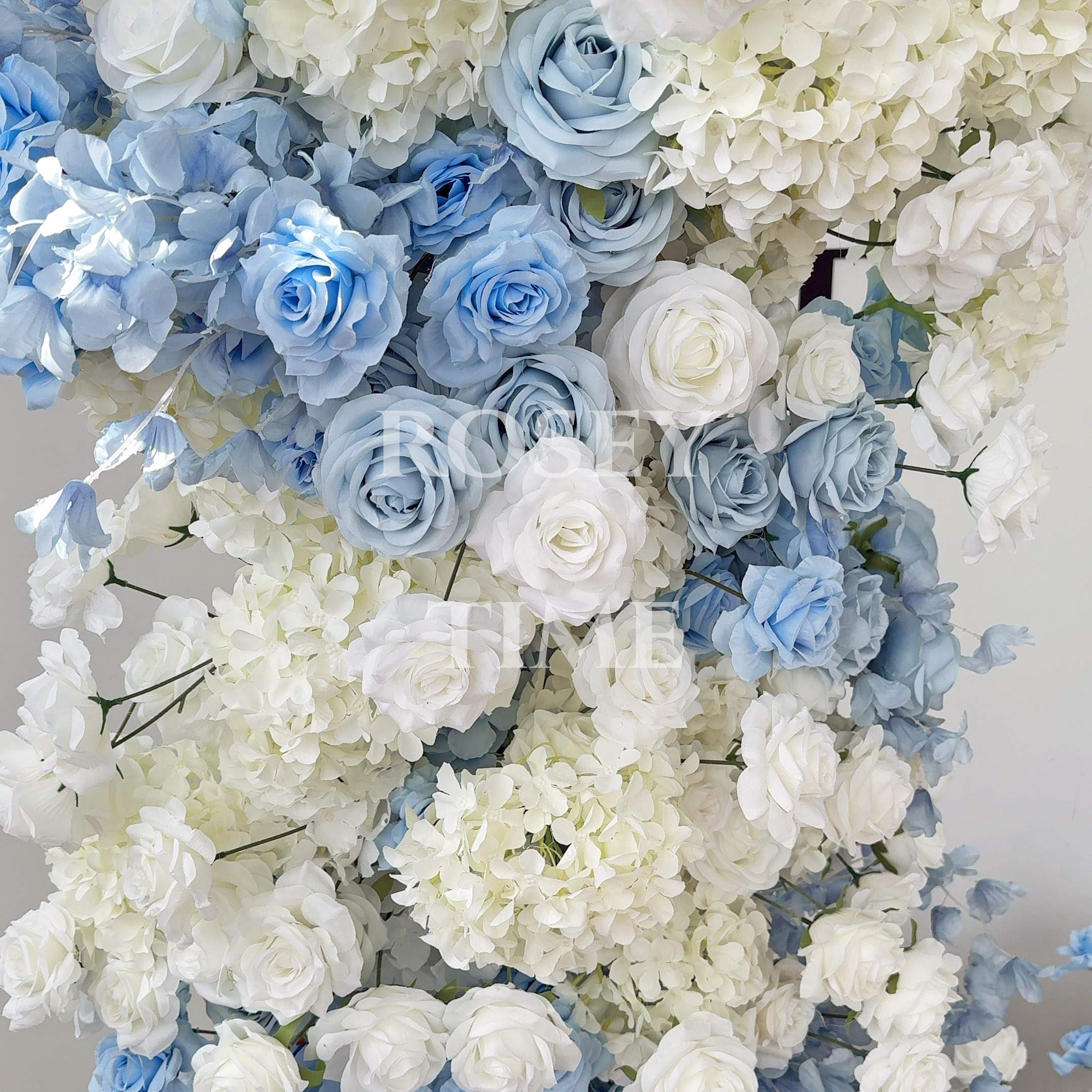 Roseytime White&Blue Flower Pillars Set with Frame #RTP109