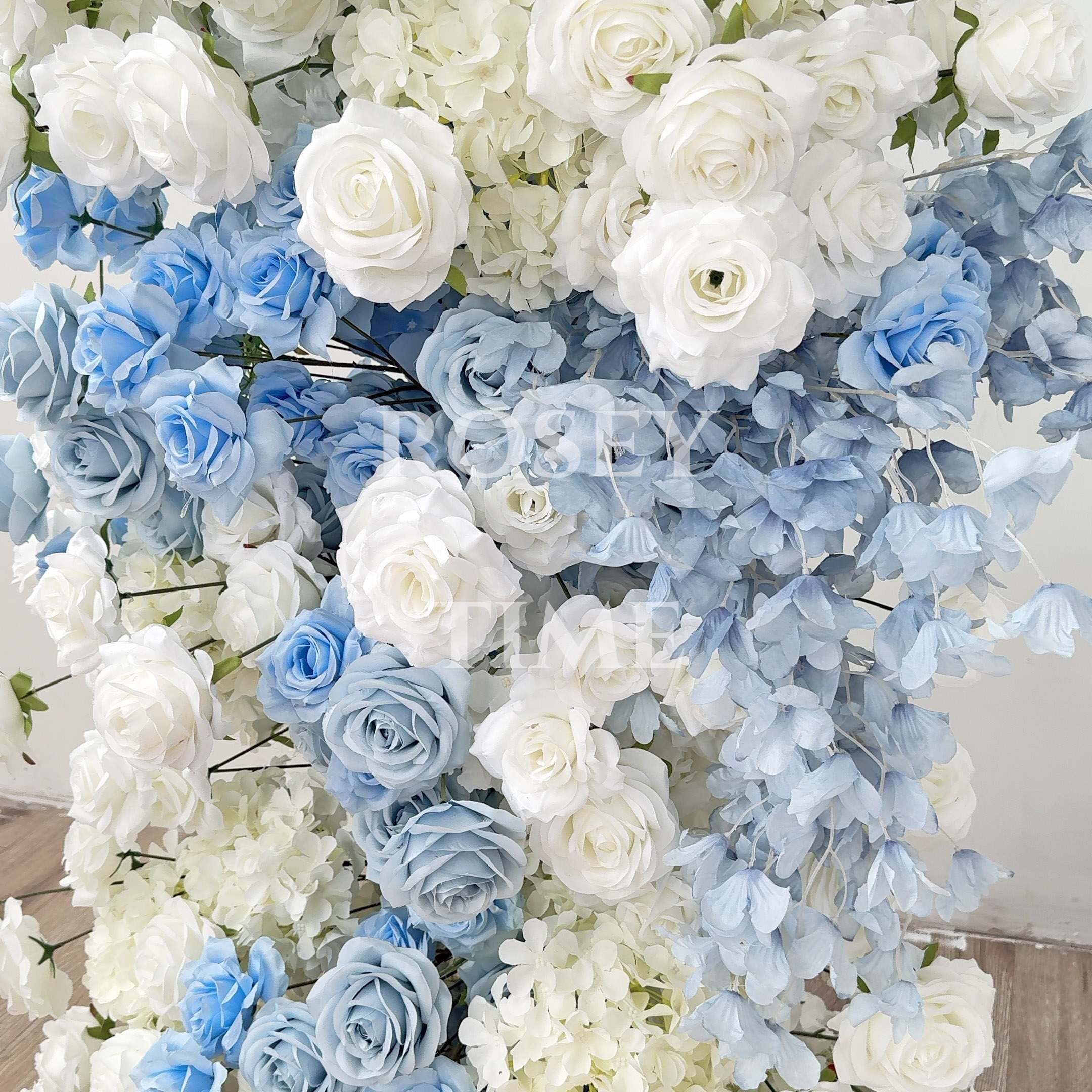 Roseytime White&Blue Flower Pillars Set with Frame #RTP109